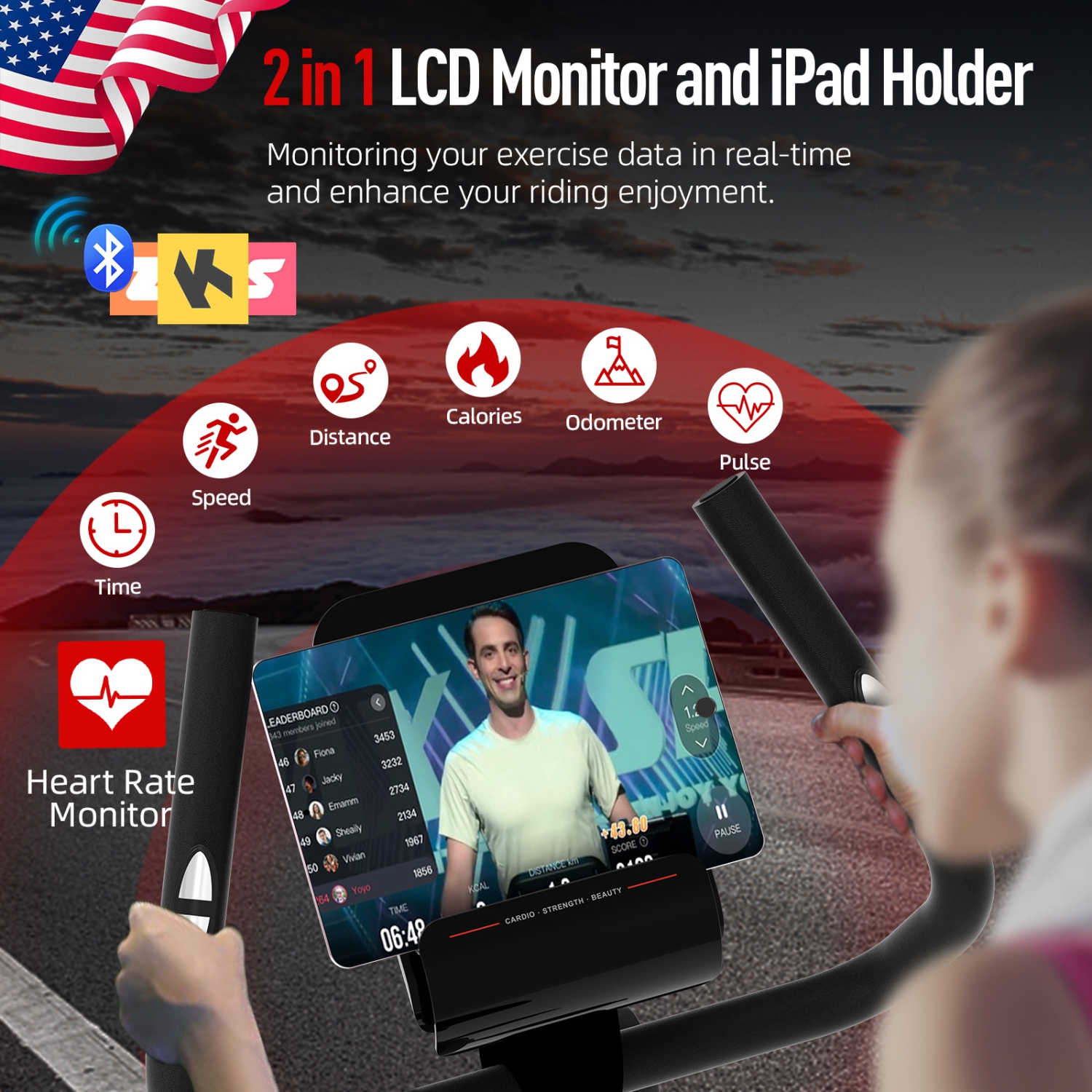 Vélo à exercice magnétique avec Bluetooth de HARISON, vélo vertical avec moniteur ACL, vélos stationnaires pour la maison 350&nbsp;lb