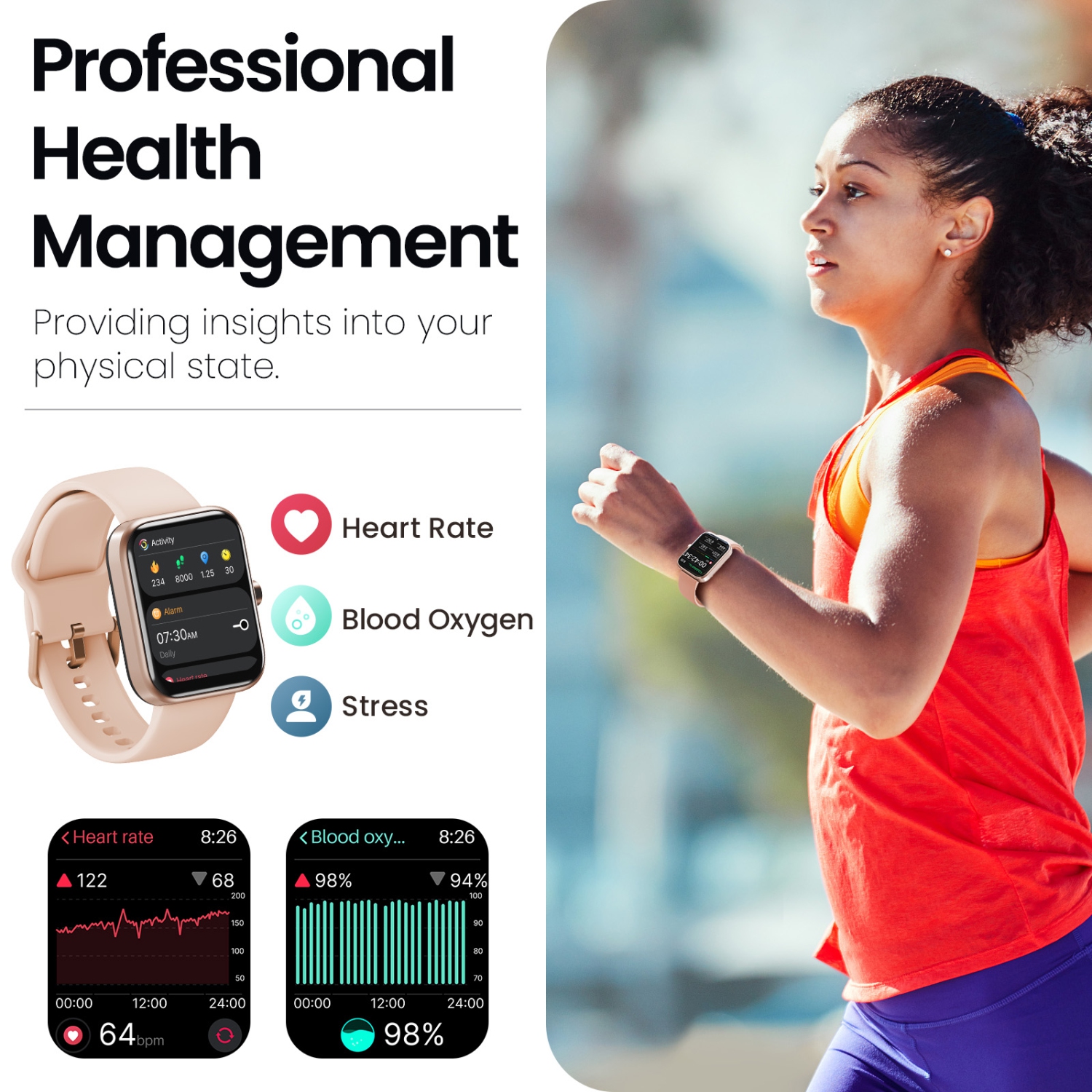 TOZO S3 Smart Watch Answer/Make Call Bluetooth Fitness Tracker Heart Rate Blood Oxygen Sleep Monitor IP68 Waterproof 1.83-inch HD Men Women