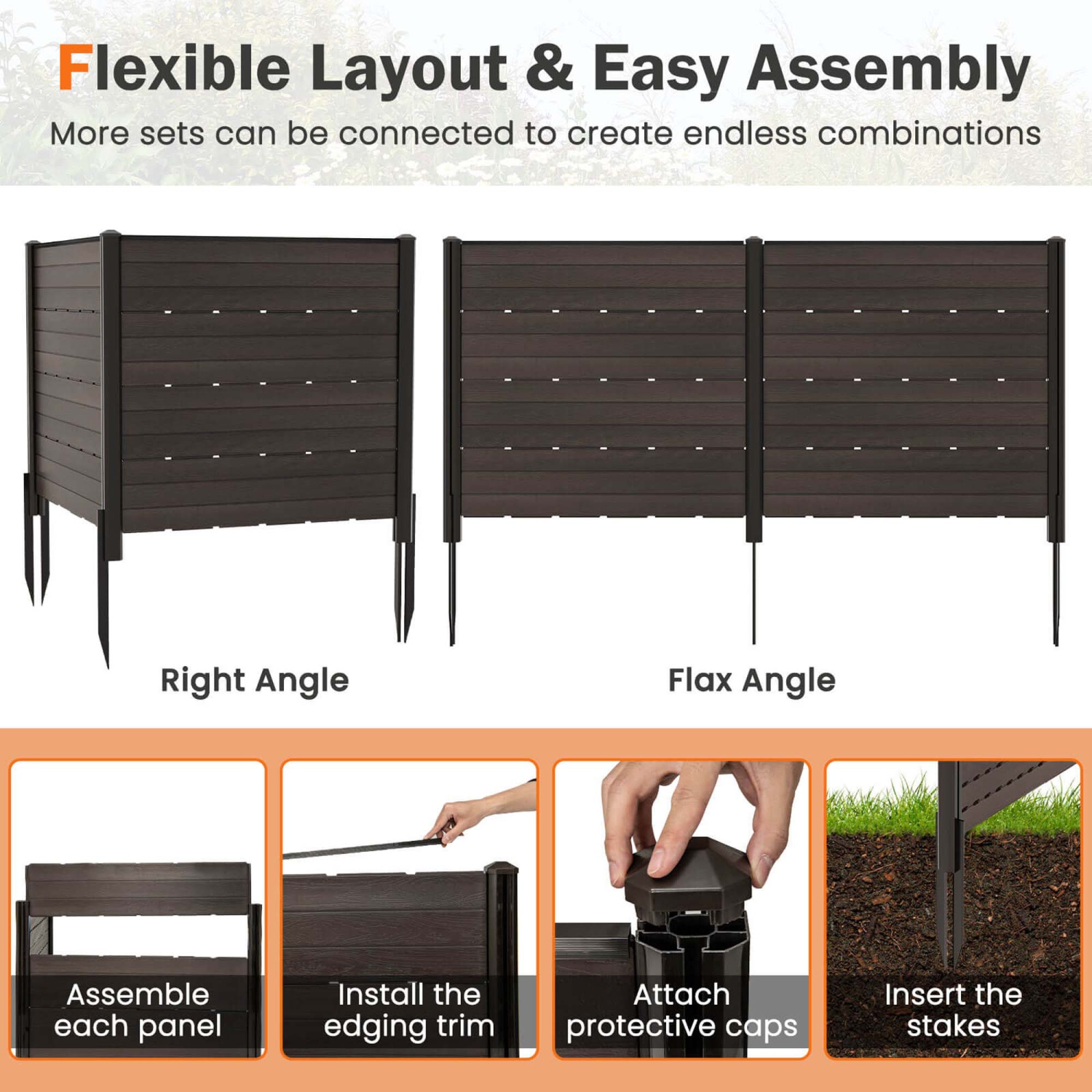 Costway 2 PCS 48" L x 46" H Air Conditioner Fence Outdoor Privacy Fence Screen