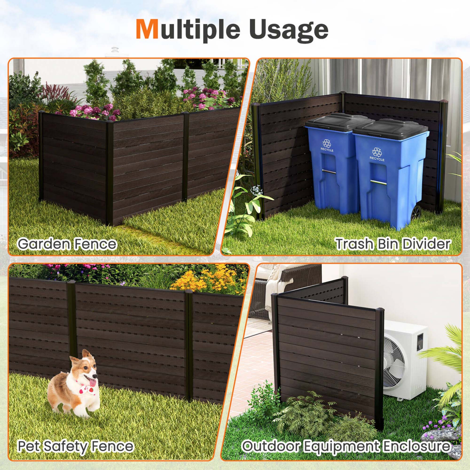 Costway 2 PCS 48" L x 46" H Air Conditioner Fence Outdoor Privacy Fence Screen