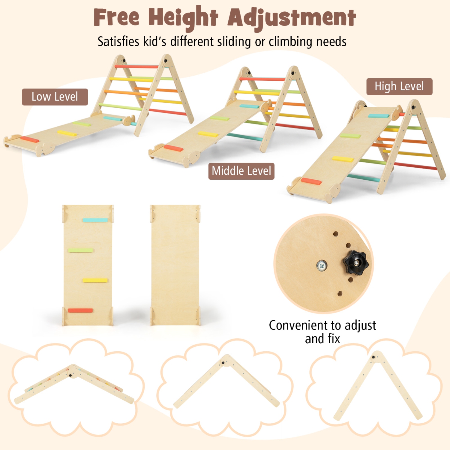 Costway 7-in-1 Toddler Climbing Toy Set with Reversible Ramp Convertible Step Stool