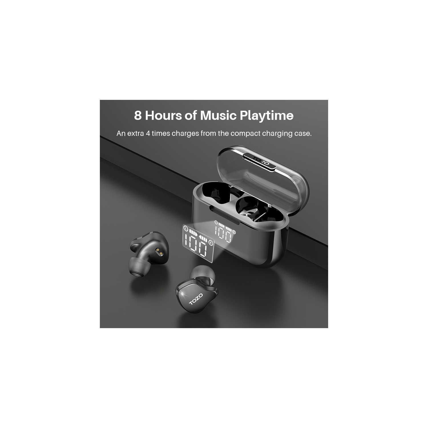 TOZO T18 Bluetooth 5.3 True Wireless Stereo Earbuds IPX8 Waterproof in Ear Headset Call Noise Reduction Headphones with Digital Display and