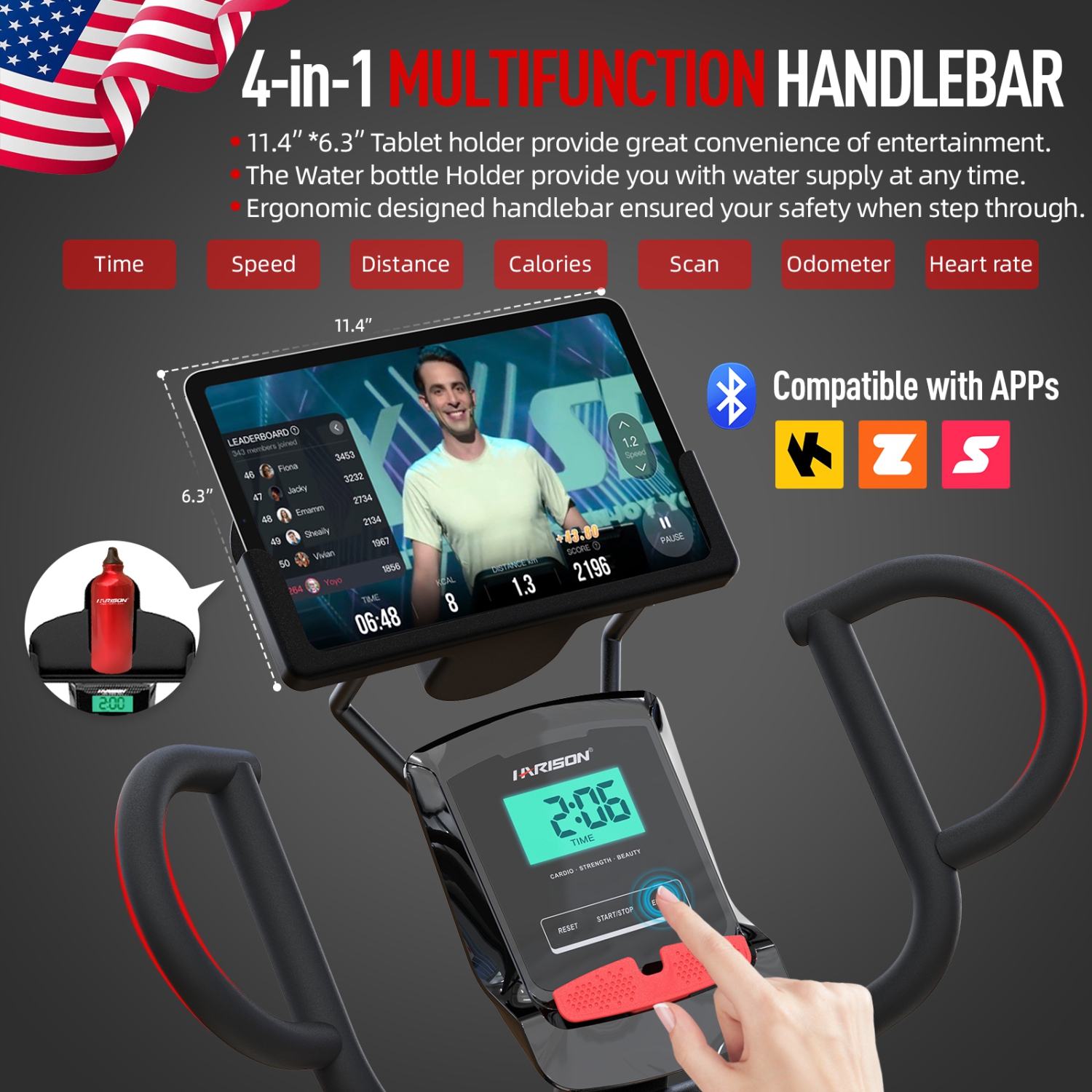 Vélo d'exercice à position allongée magnétique de HARISON pour adultes et aînés, vélo d'exercice à position allongée pour Home 400&nbsp;lb