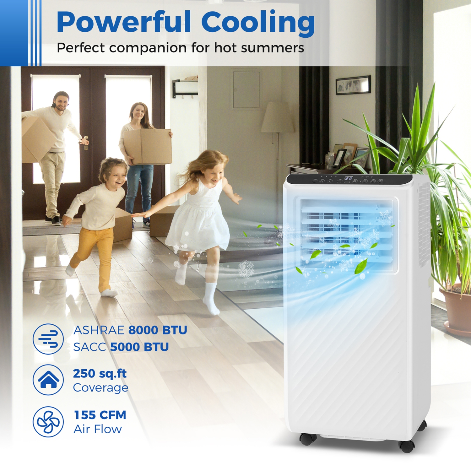 Gymax 8000 BTU Portable Air Conditioner 3 in 1 Floor AC Unit w/ Fan & Dehumidifier Quiet Air Cooler