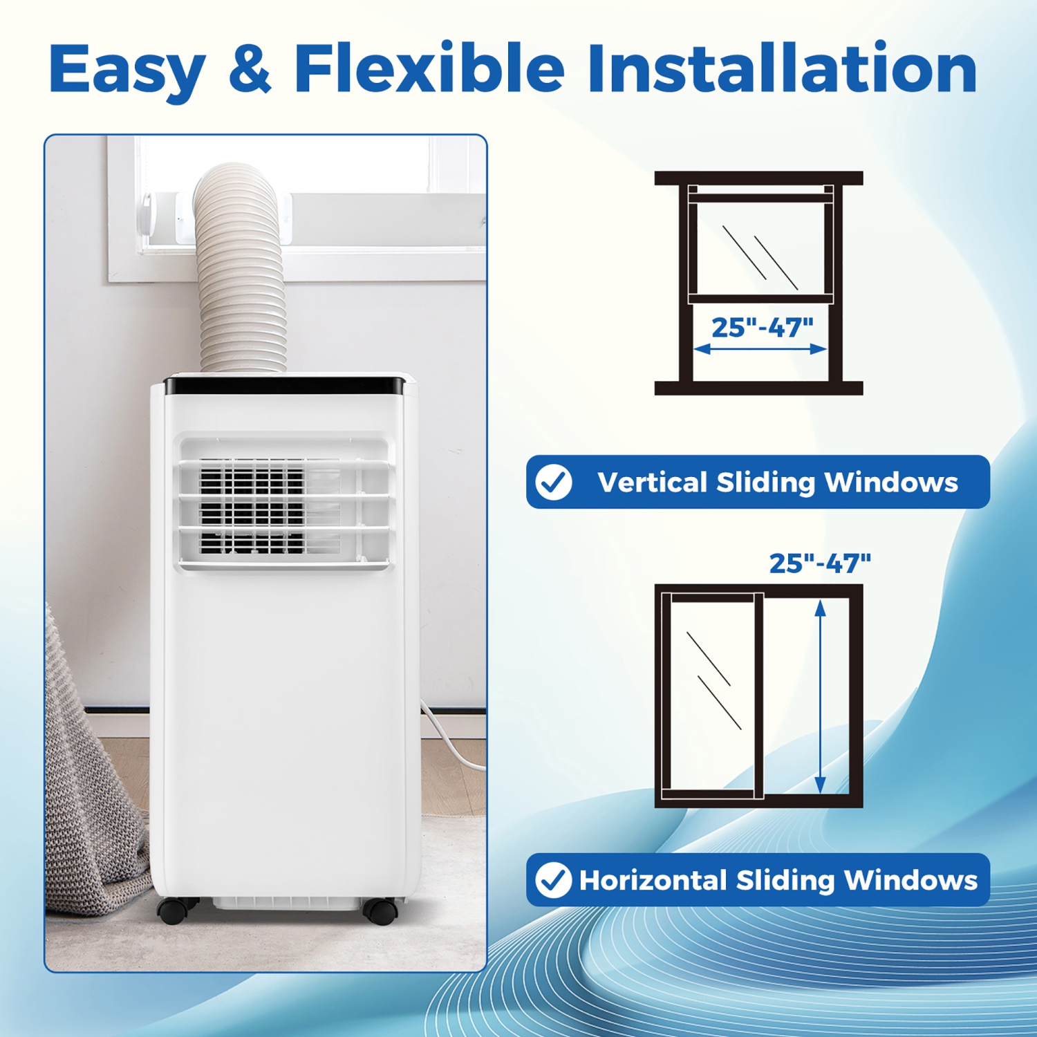 Gymax Portable Air Conditioner 8000 BTU Floor AC Unit Fan & Dehumidifier w/ 24H Timer 2 Fan Speeds