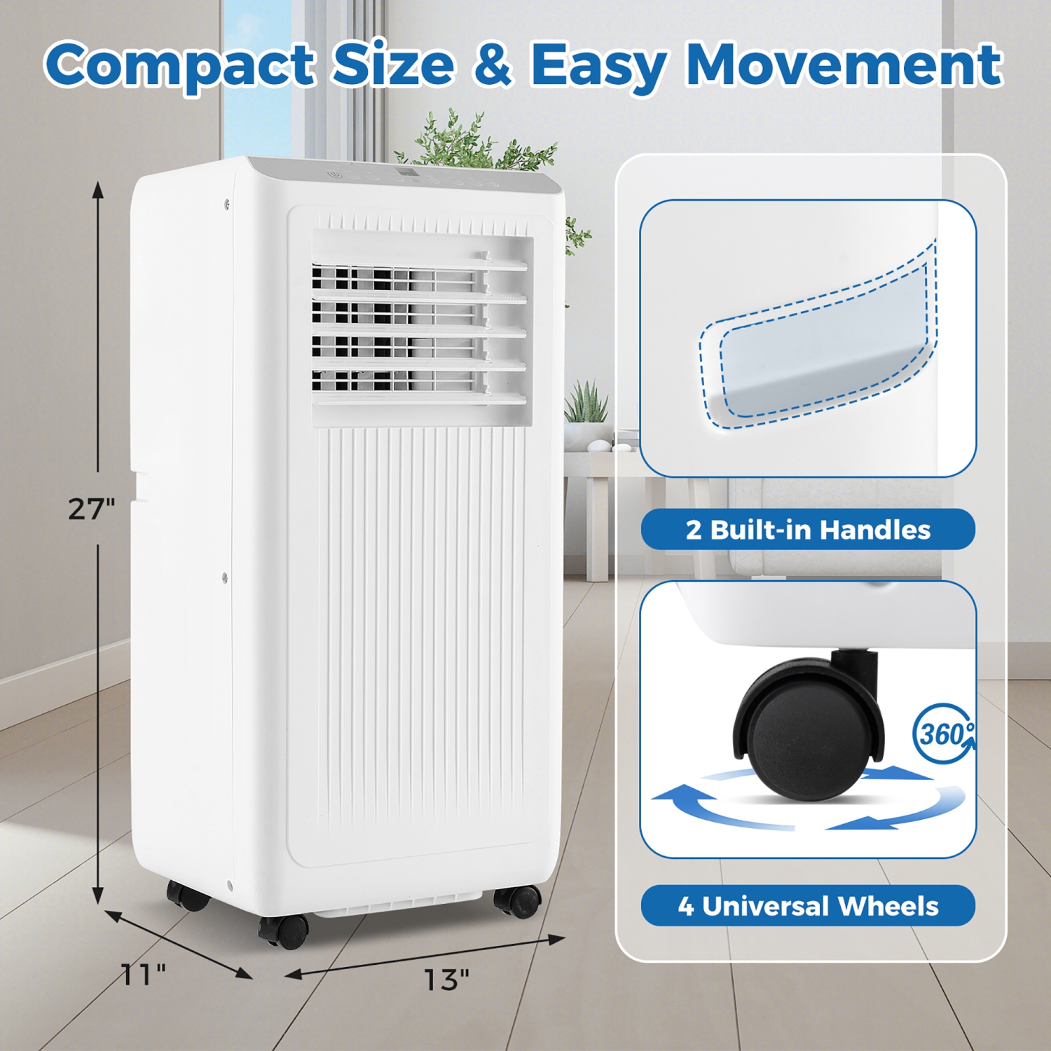 Gymax 8000 BTU Portable Air Conditioner 3 in 1 AC Unit Fan & Dehumidifier for Rooms up to 250 Sq FT
