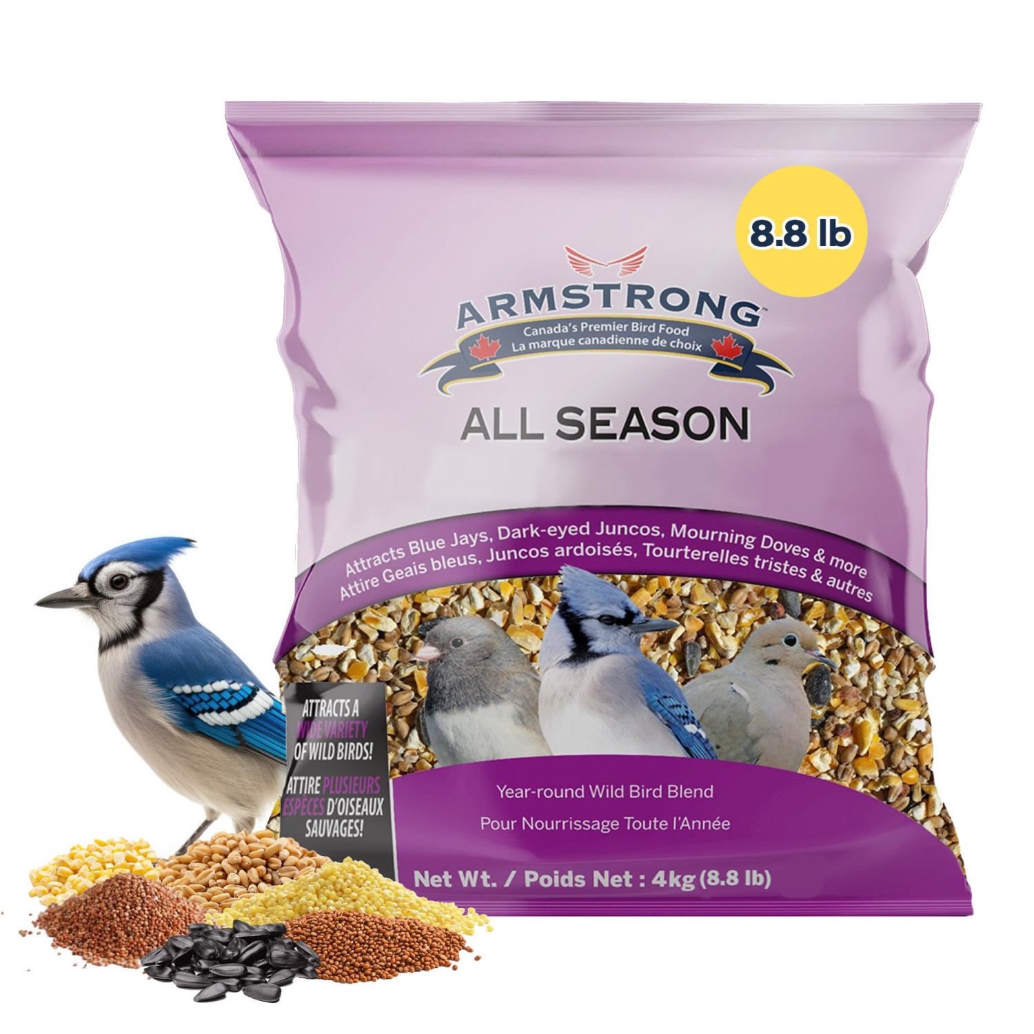 Armstrong All Season Blend, Premium Wild Bird Seed Mix, 4KG (8.8LB) Bag
