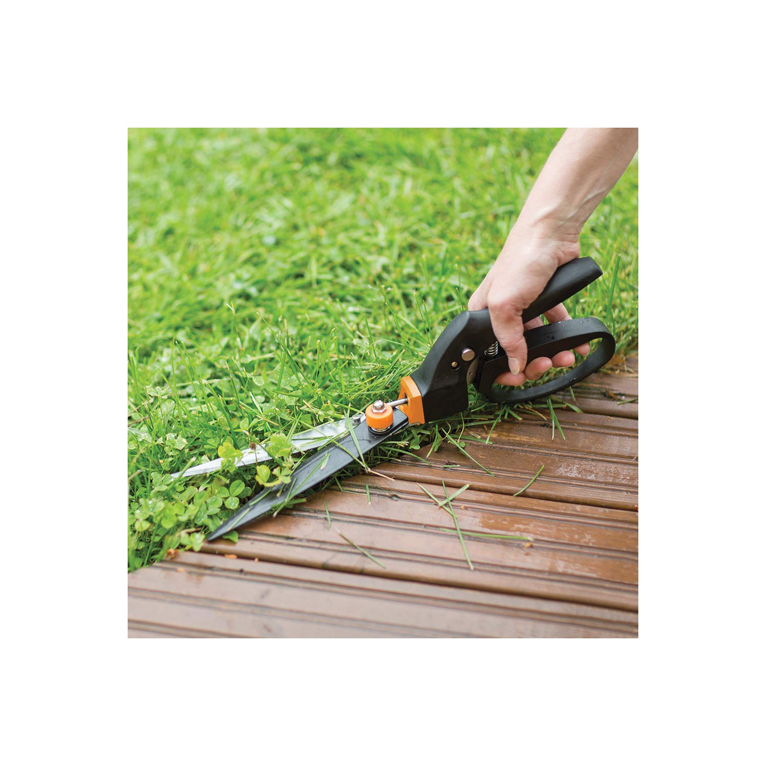 Fiskars – Ciseaux à gazon pivotants Fiskars Garden 392171-1001, noir/orange