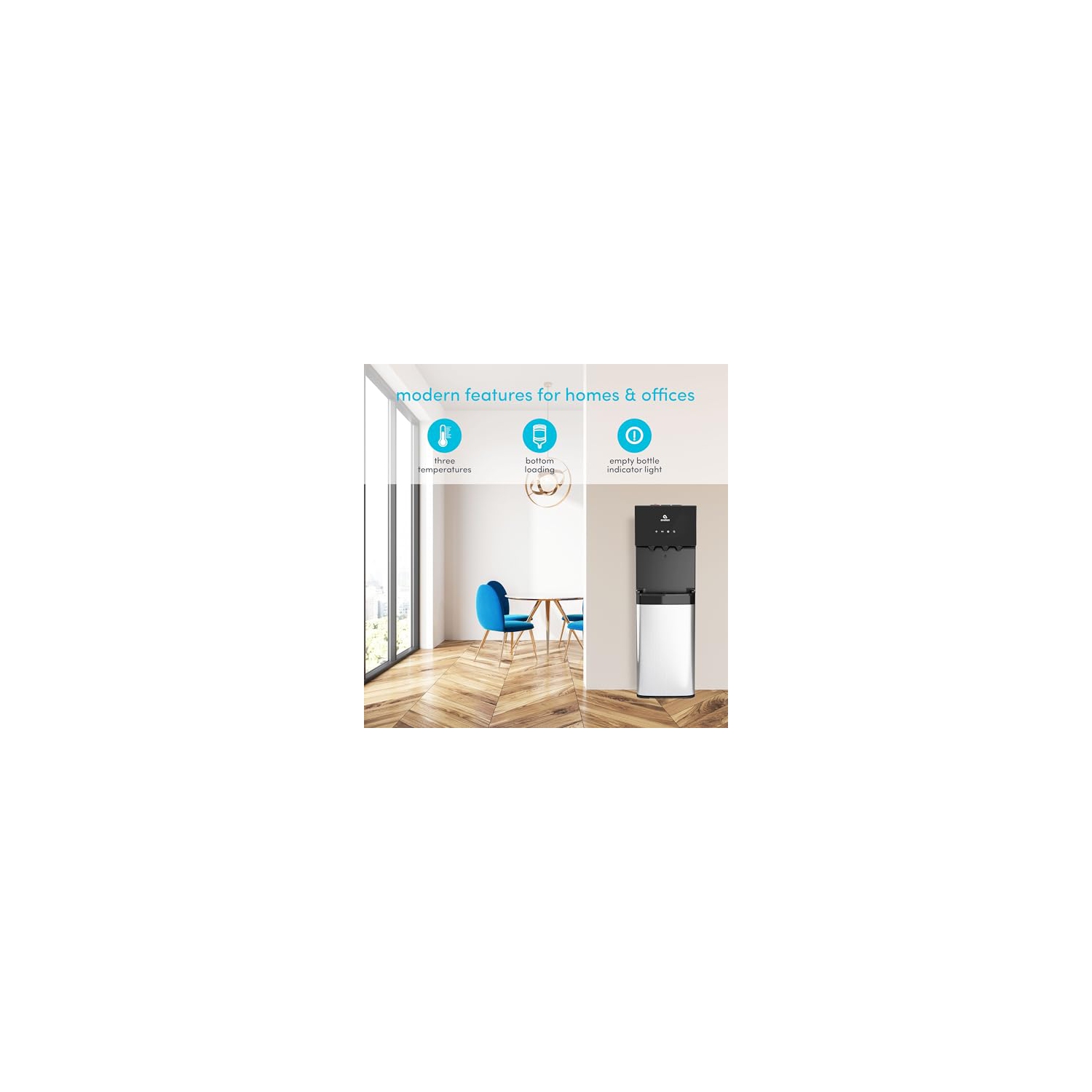 Avalon Bottom Loading Water Cooler Water Dispenser, 3 Temperature, UL/Energy Star Approved, Black & Stainless Steel