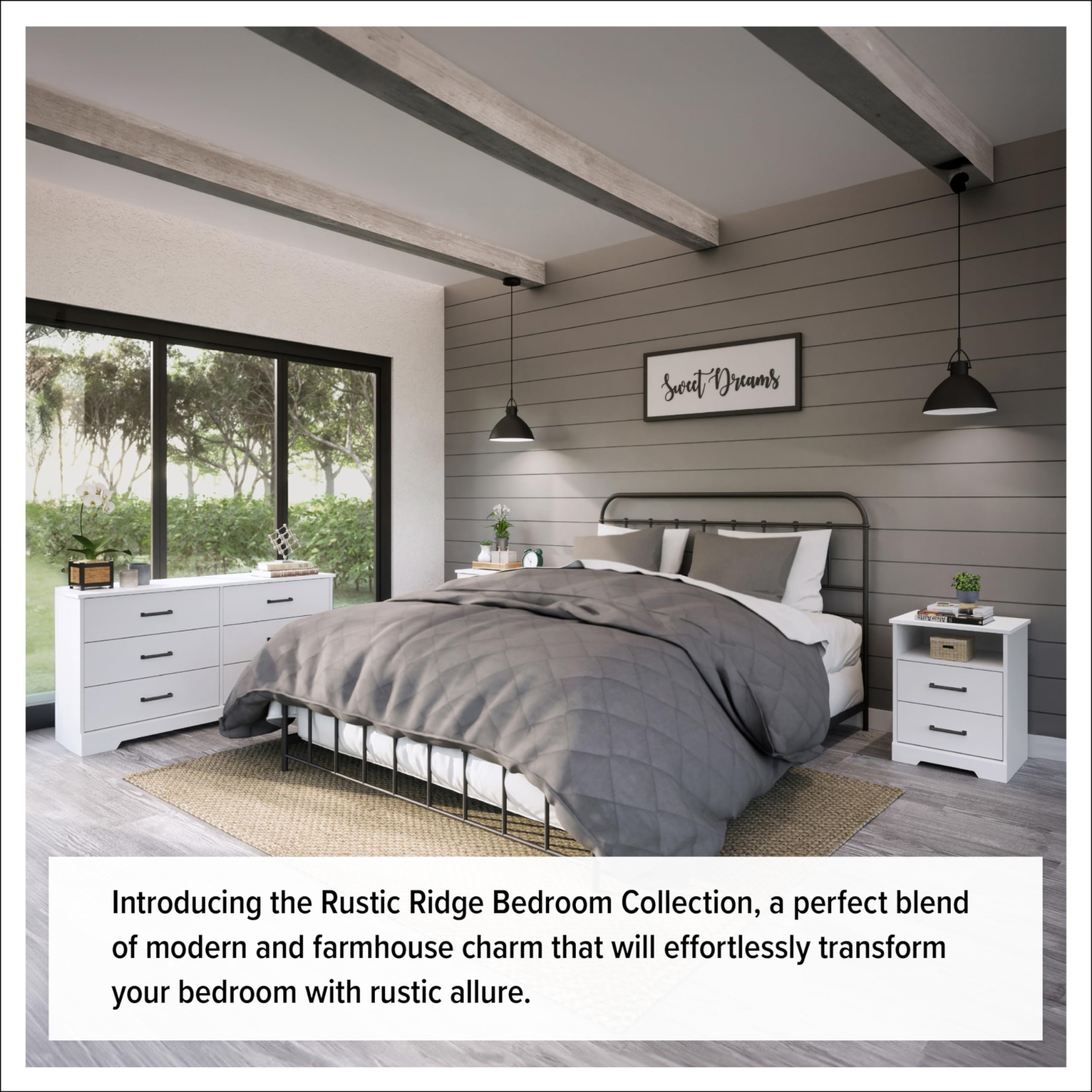 Prepac Dresser for Bedroom, Chest 5 Drawers, 18.5" D x 27.5" W x 43.5" H, Rustic White