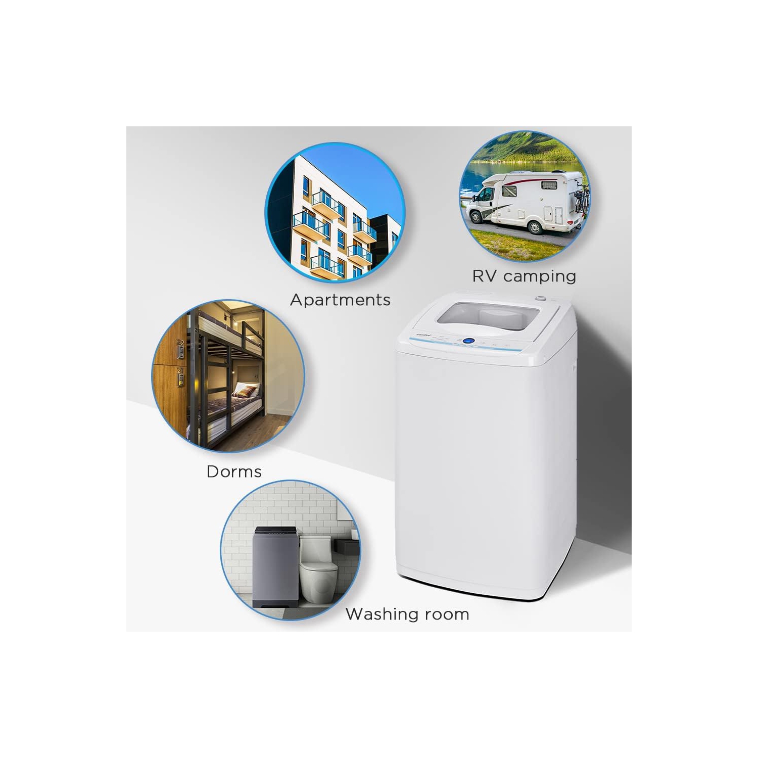 COMFEE' Portable Washing Machine, 1.0 Cu.Ft Compact Washer With LED Display, Fully Automatic Wash Cycles, 2 Built-in Rollers, Ideal For RV, Dorm,