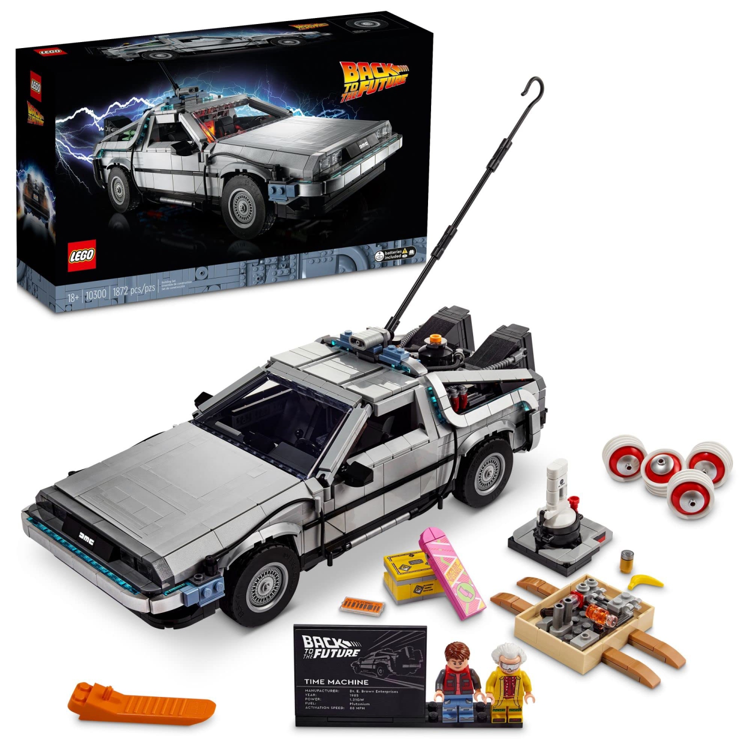 LEGO Icons Back to The Future Time Machine, Model Car Building Kit Based on The Delorean from The Iconic Movie, 10300