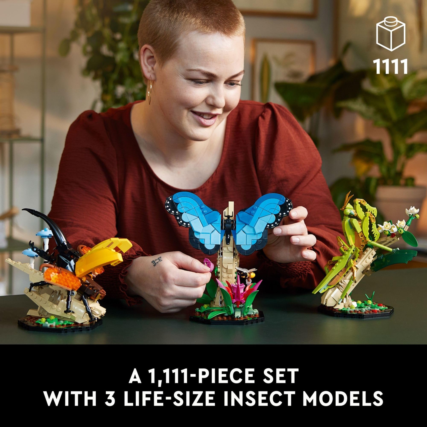 LEGO Ideas - la collection Insect, cadeau amusant pour les amoureux de la nature, avec papillon Morpho bleu grandeur nature, coccinelle d'Hercules