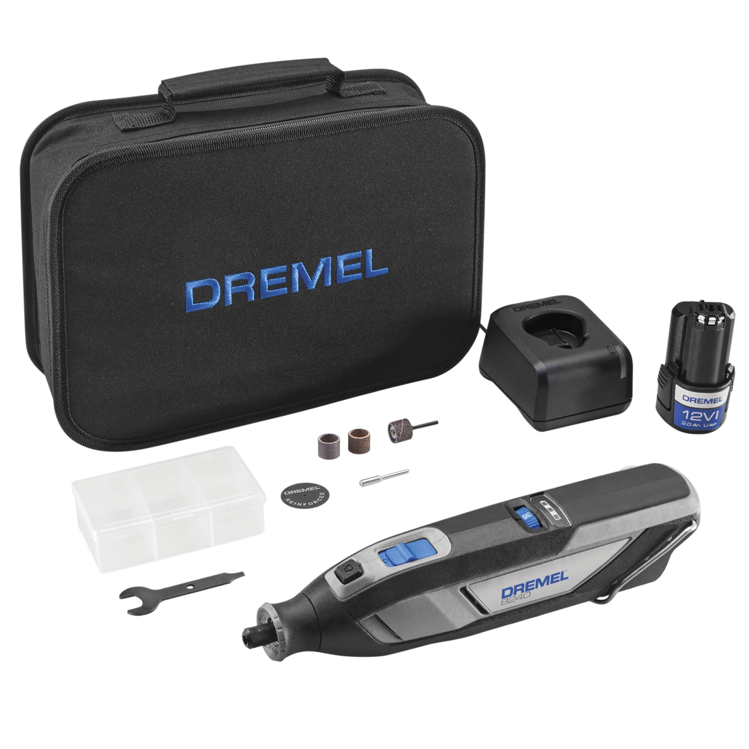 Dremel 8240 12V Cordless Rotary Tool Kit with Variable Speed and Comfort Grip - Includes 2AH Battery Pack