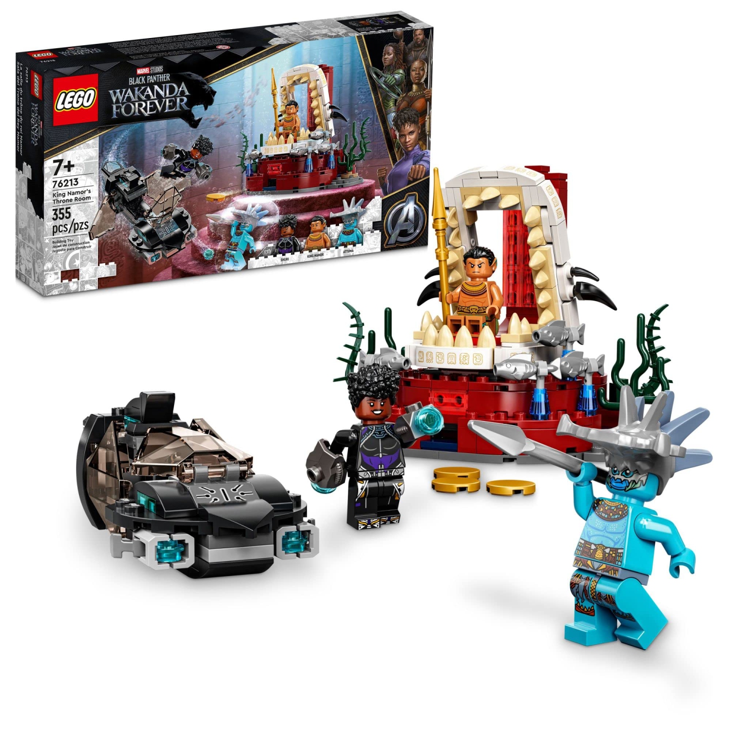 LEGO Marvel Black Panther Wakanda Forever King Namor’s Throne Room Building Kit 76213, Submarine Toy Building Set