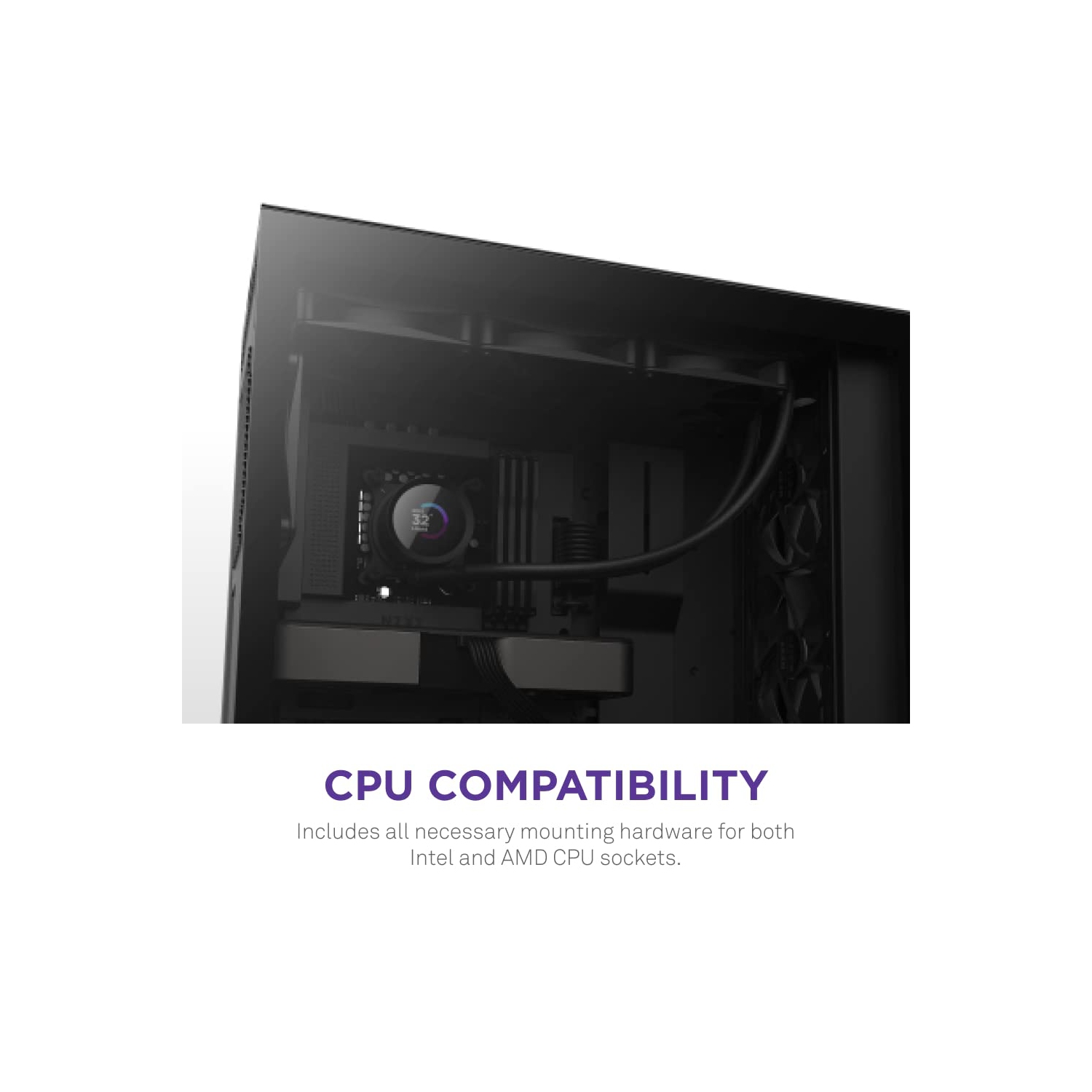 NZXT 360mm AIO CPU Liquid Cooler with Customizable LCD Display, High-Performance Pump, 3 Fans - Black