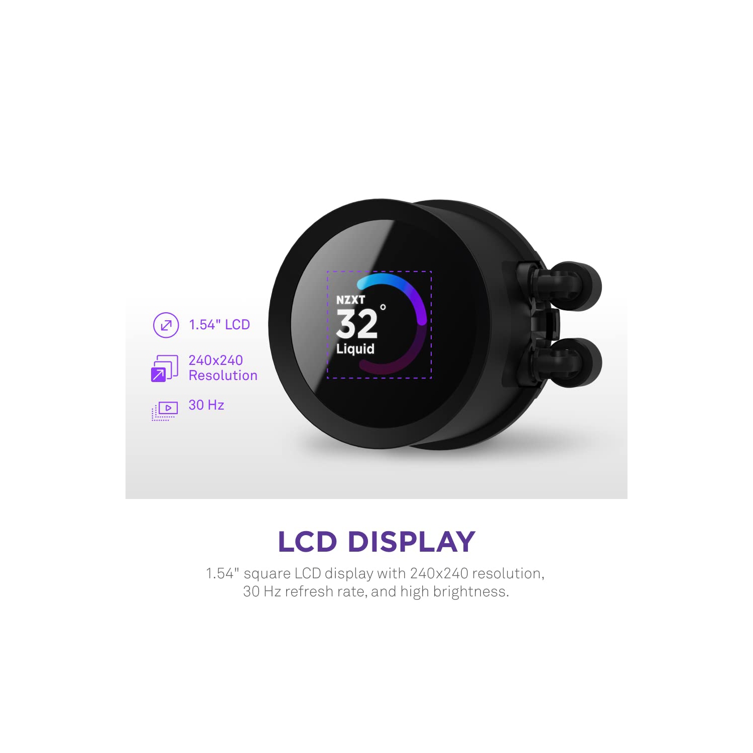 NZXT 360mm AIO CPU Liquid Cooler with Customizable LCD Display, High-Performance Pump, 3 Fans - Black