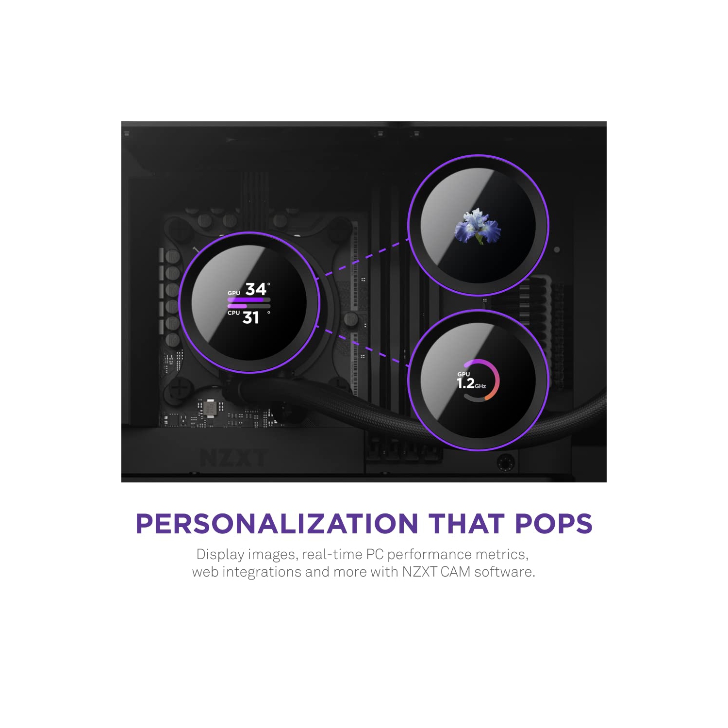 NZXT 360mm AIO CPU Liquid Cooler with Customizable LCD Display, High-Performance Pump, 3 Fans - Black