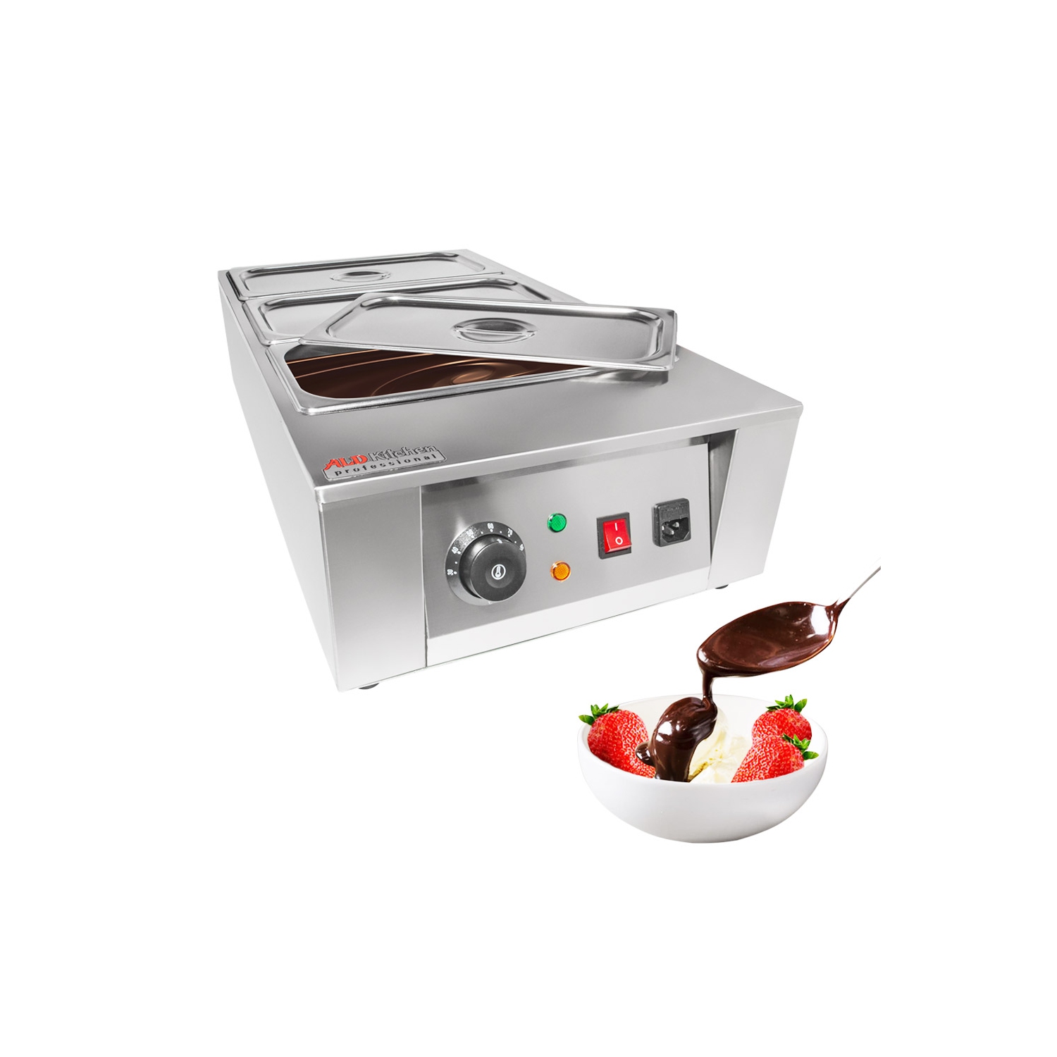 A-C2002-3 Chocolate Melting Machine | Home or Bakery Use | Stainless Steel | Manual Control | 3 Tanks | 110V