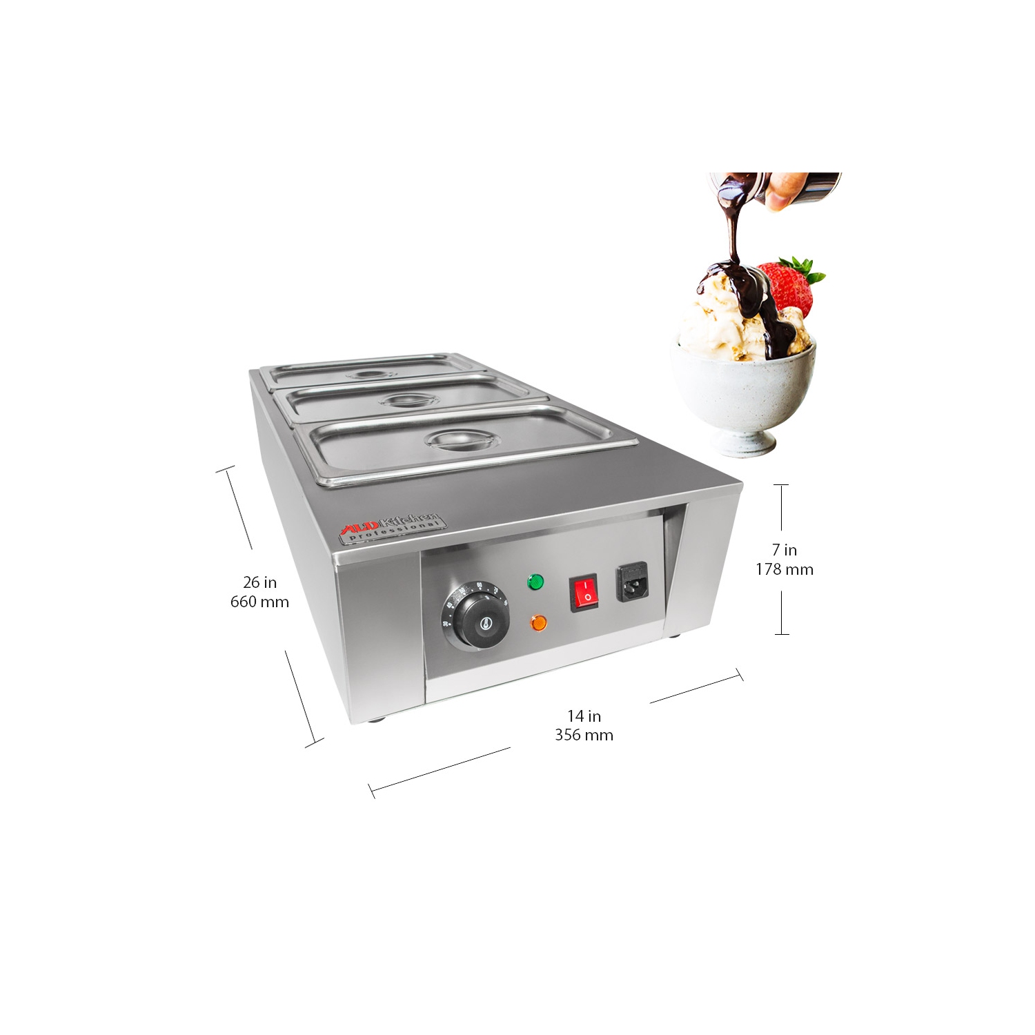 A-C2002-3 Chocolate Melting Machine | Home or Bakery Use | Stainless Steel | Manual Control | 3 Tanks | 110V