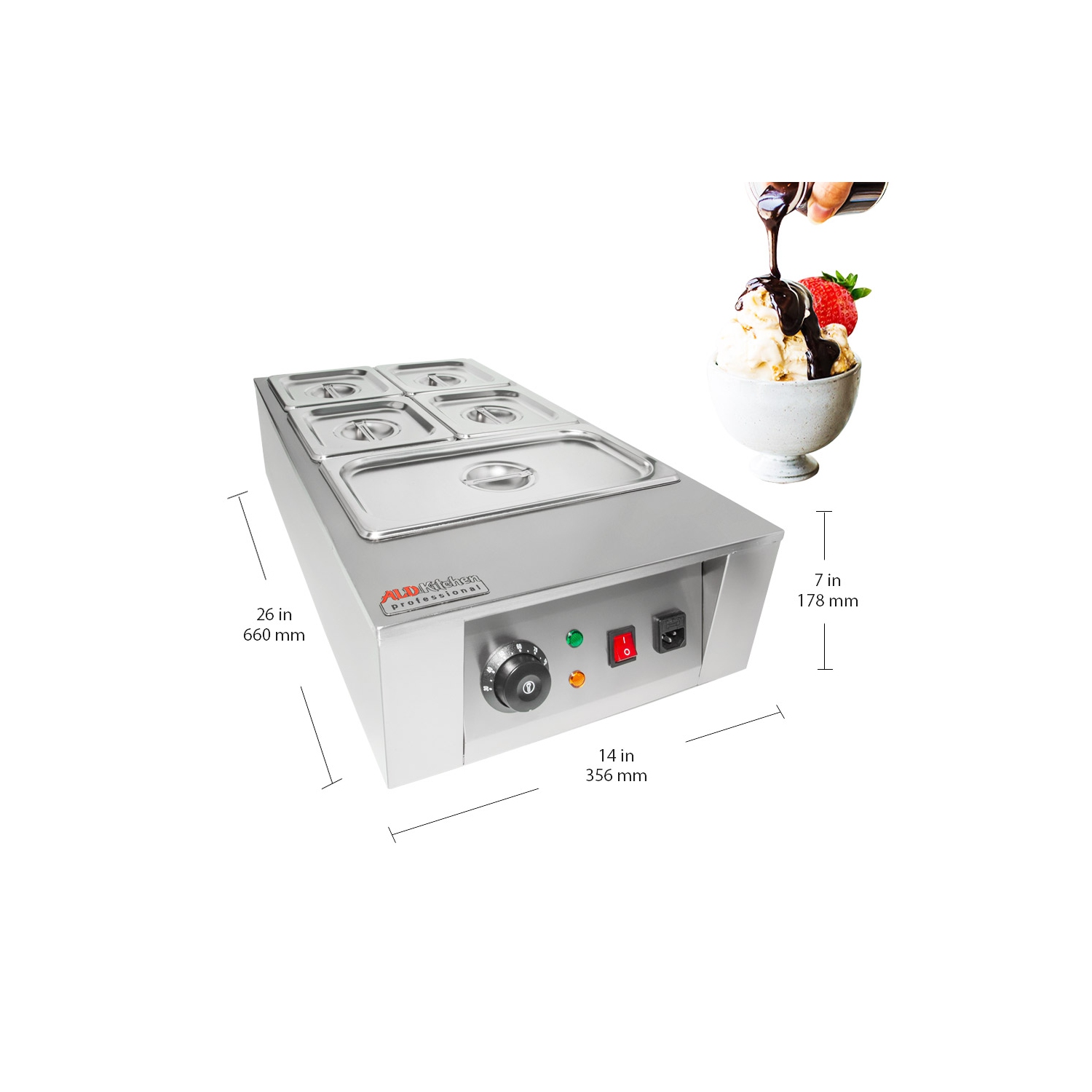 Chocolate Melting Machine | Home or Bakery Use | Stainless Steel | Manual Control | 5 Tanks | 110V