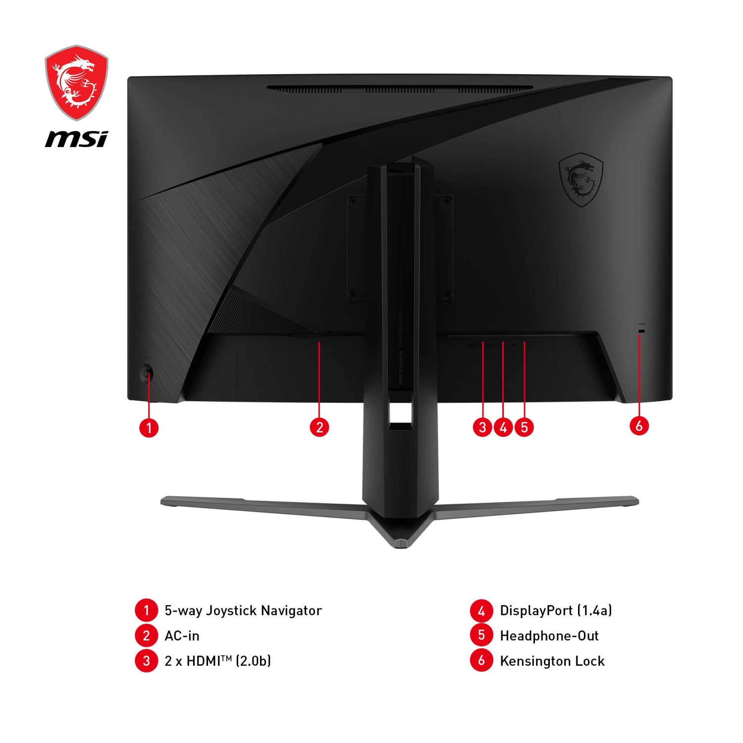 MSI 27" WQHD 180Hz 0.5ms Curved 1500R Rapid VA LED Gaming Monitor, Tilt, Swivel, Height adjustable, Adaptive Sync, VESA Mountable (MAG 27CQ6PF)