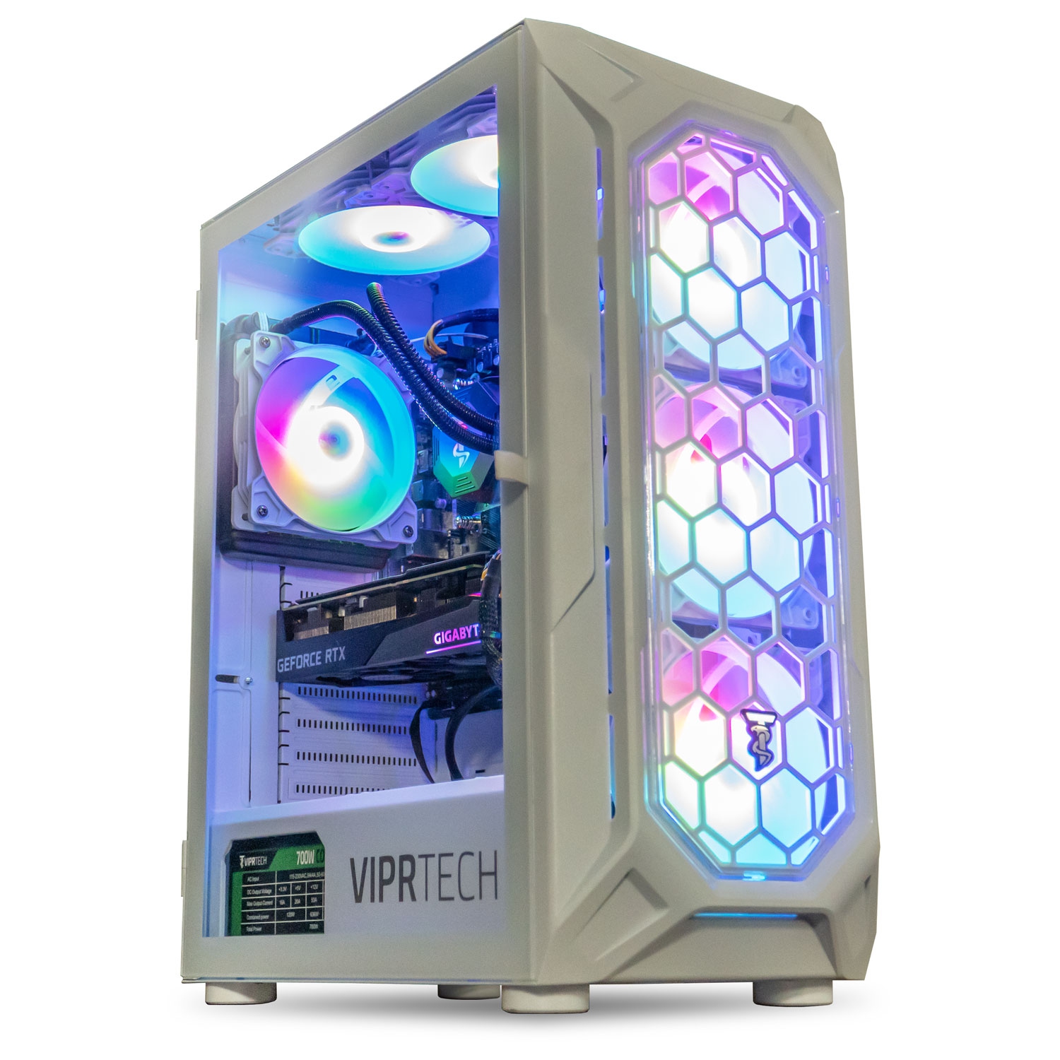 ViprTech Ghost 4.0 Liquid-Cooled PC - AMD Ryzen 7 3700X (4.4Ghz Turbo), RTX 4060 Ti 8GB, 32GB DDR4 3200, 1TB NVMe SSD, VR-Ready, Streaming, Win 11, Gaming Desktop Computer White