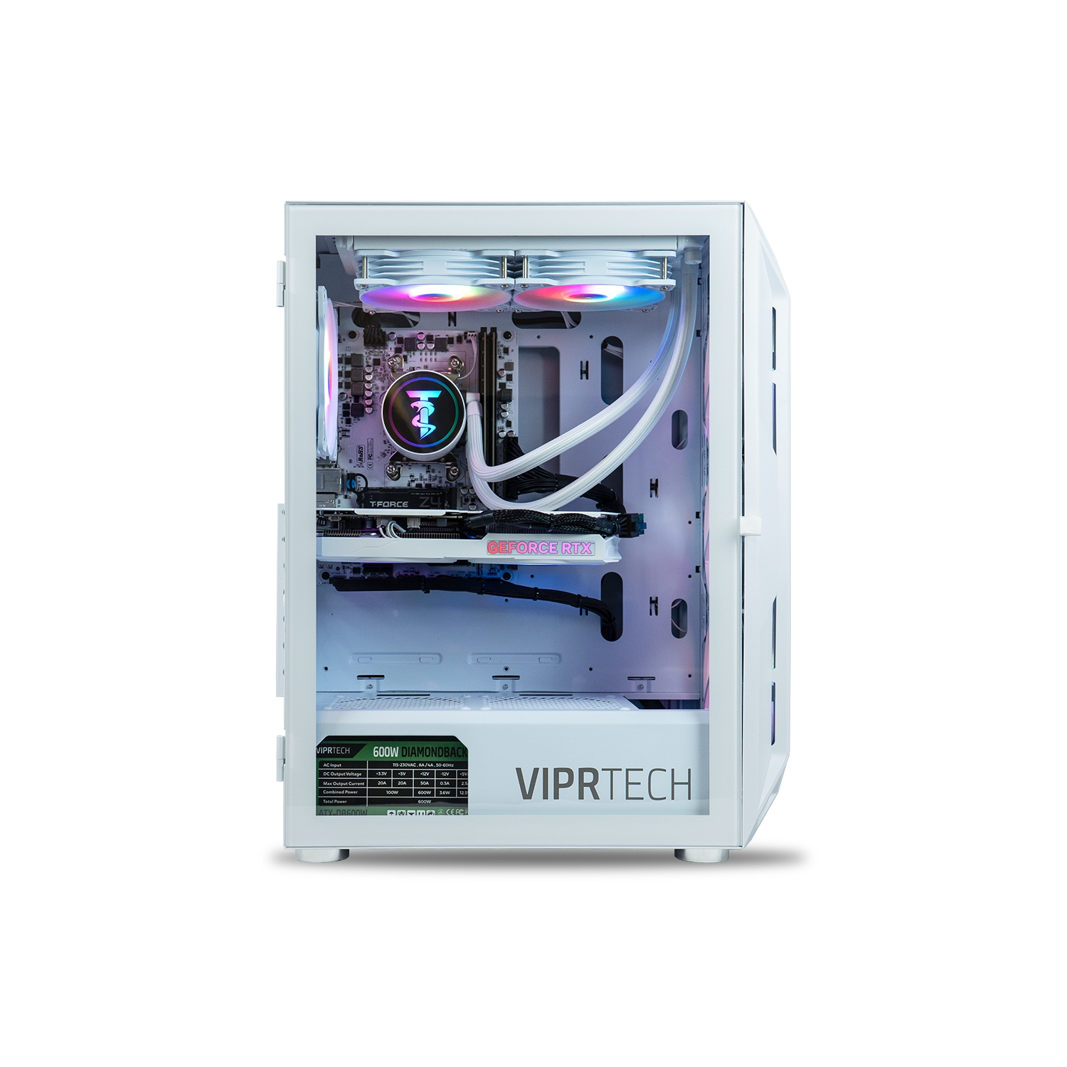 ViprTech Ghost 4.0 Liquid-Cooled PC - AMD Ryzen 7, RTX 5060 Ti 8GB, 16GB DDR4, 1TB SSD, VR-Ready, Streaming, Win 11, Gaming Desktop Computer White