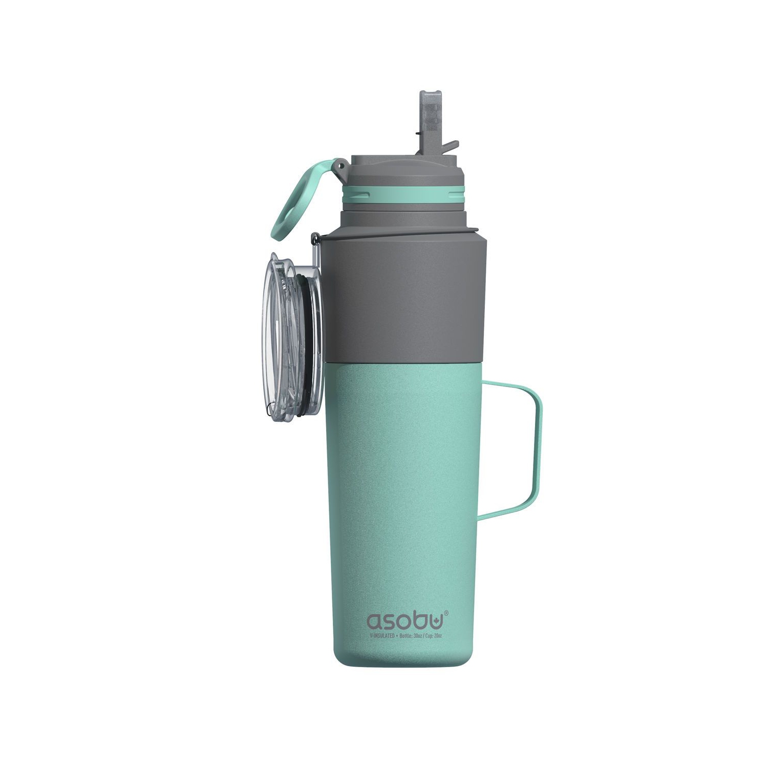 Bouteille d'eau isotherme avec couvercle à paille de 30 oz et tasse de café isotherme en acier inoxydable de 20 oz d'Asobu