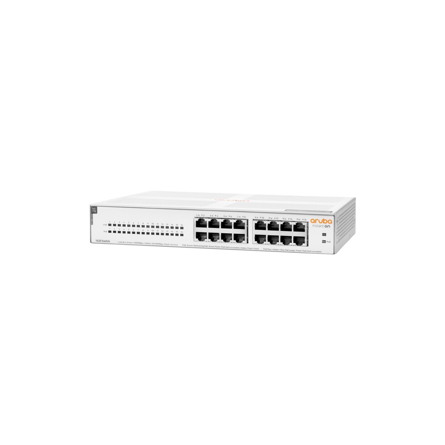 HPE Aruba Instant On 1430 16-Port PoE Unmanaged Switch -