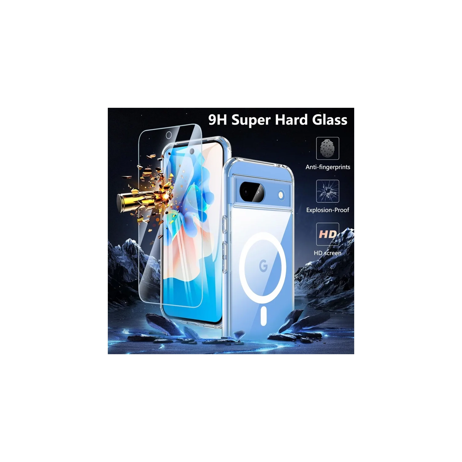 Étui pour Pixel 8a compatible avec MagSafe | antichoc, magnétique, transparent avec protecteur d'écran