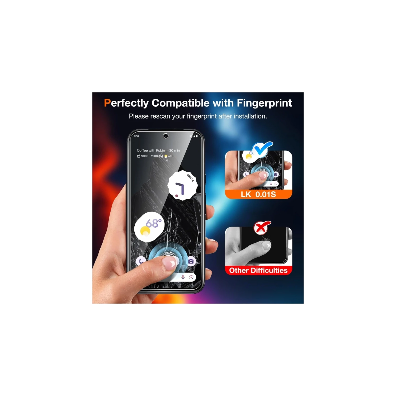 Protecteur d'écran en verre trempé et d'objectif d'appareil photo pour Pixel 8a de Google [paquet de 2 + 2] | dureté 9H, installation facile,