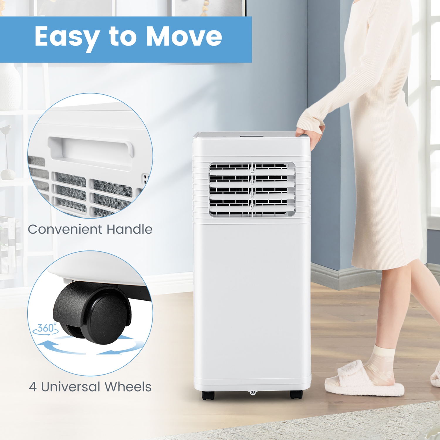 Gymax 8000 BTU Portable Air Conditioner 3-in-1 AC Unit w/ Dehumidifier & Fan Sleep Mode & 24H Timer