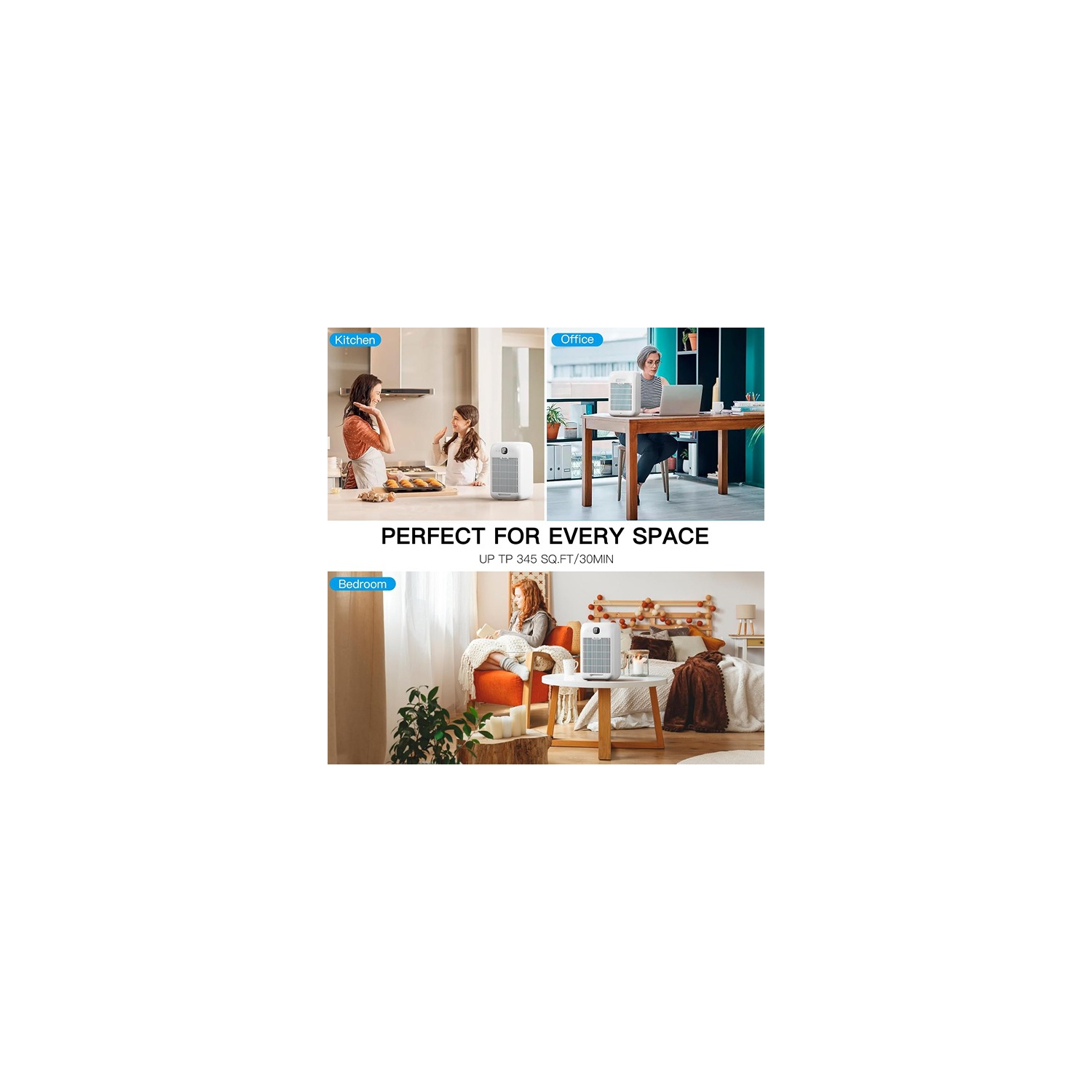 Aircillin 15,24 x 15,24 x purificateurs d'air 38,1&nbsp;cm pour les chambres jusqu'à 690 pieds carrés en utilisant le filtre True HEPA H13 blanc