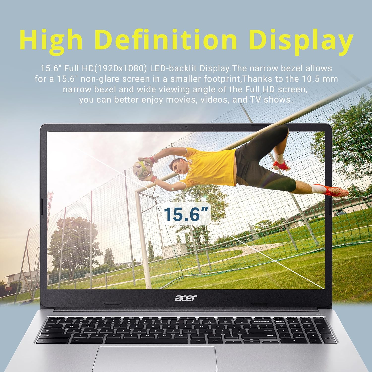 Acer Chromebook 15.6" Full HD IPS Display, Intel Celeron N4500,64GB eMMC, 4GB LPDDR4 RAM, Intel UHD Graphics, Numeric Keypad, WiFi 6, Chrome OS,