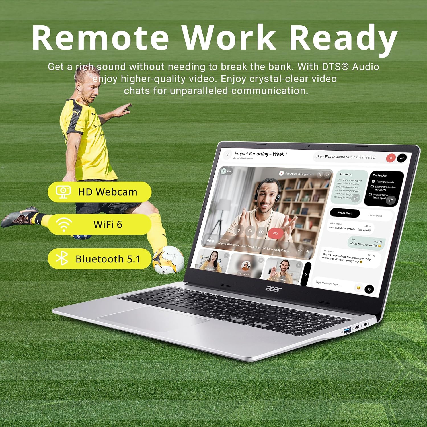 Acer Chromebook 15.6" Full HD IPS Display, Intel Celeron N4500,64GB eMMC, 4GB LPDDR4 RAM, Intel UHD Graphics, Numeric Keypad, WiFi 6, Chrome OS,