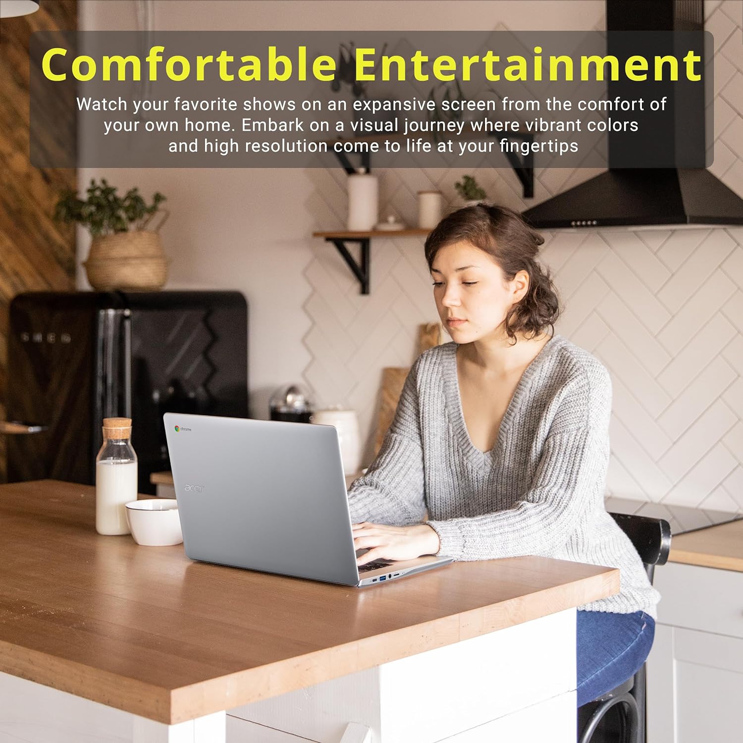 Acer Chromebook 15.6" Full HD IPS Display, Intel Celeron N4500,64GB eMMC, 4GB LPDDR4 RAM, Intel UHD Graphics, Numeric Keypad, WiFi 6, Chrome OS,