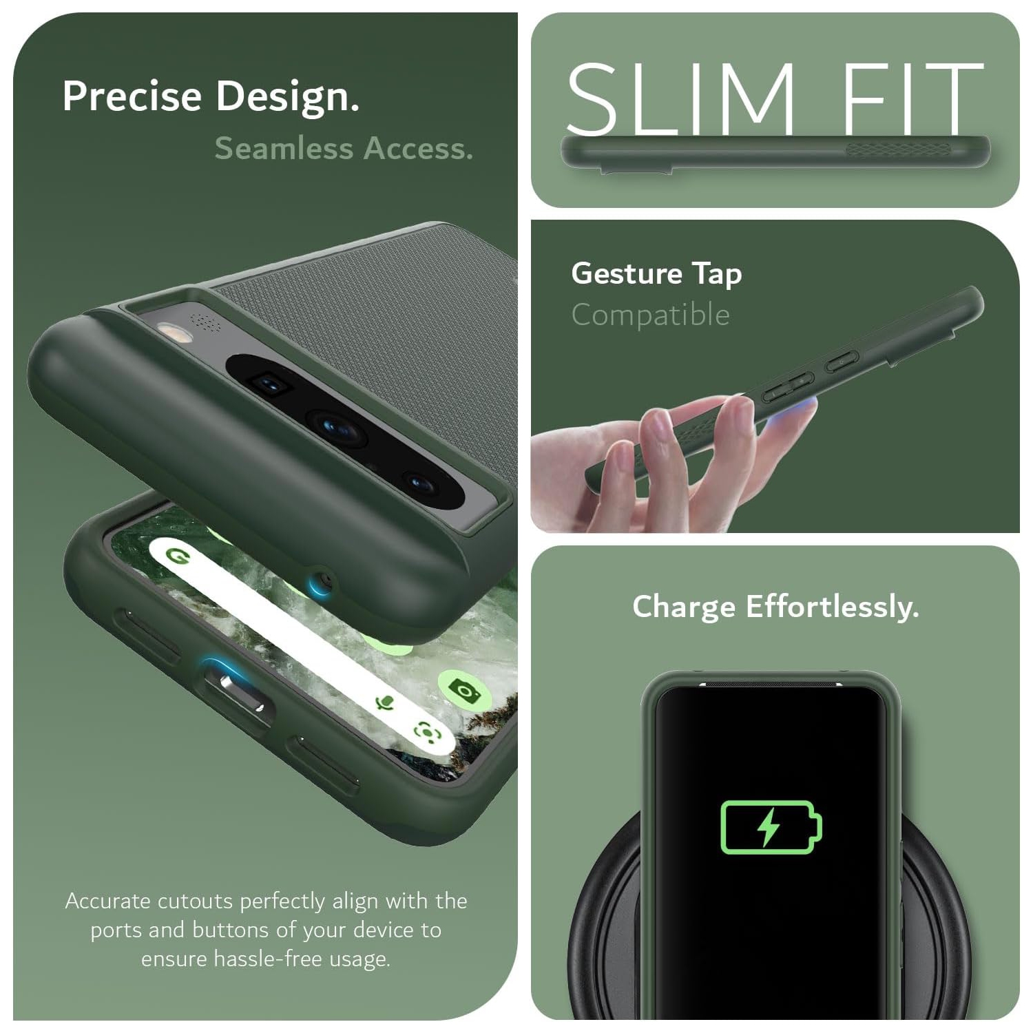 Étui MergeGrip de TUDIA pour Pixel 8 Pro de Google de qualité militaire - Vert pin