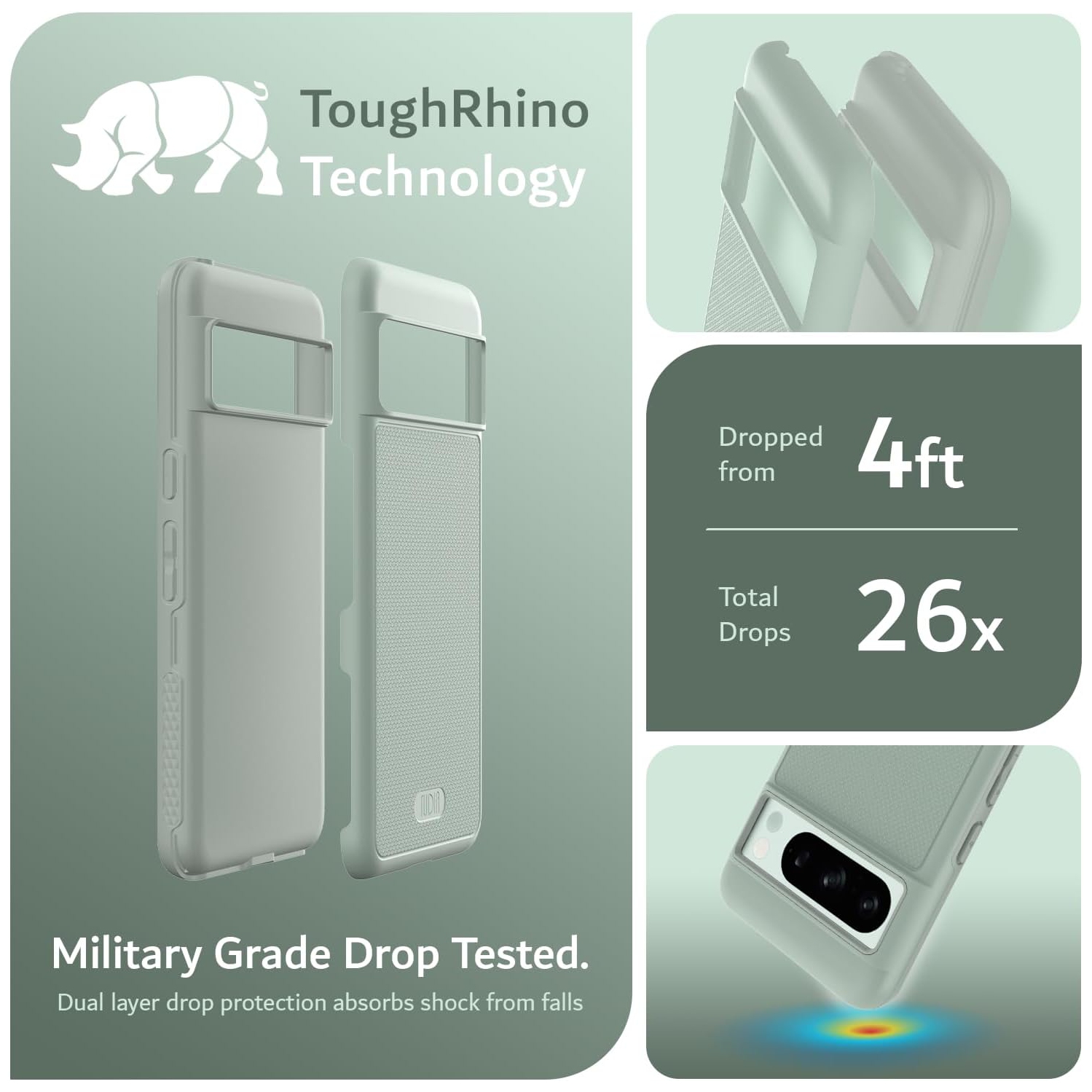 Étui MergeGrip de TUDIA pour Pixel 8 Pro de Google de qualité militaire - Lys verts