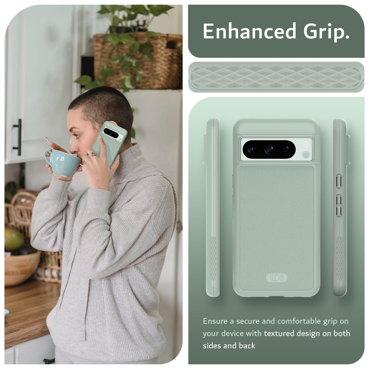 Étui MergeGrip de TUDIA pour Pixel 8 Pro de Google de qualité militaire - Lys verts