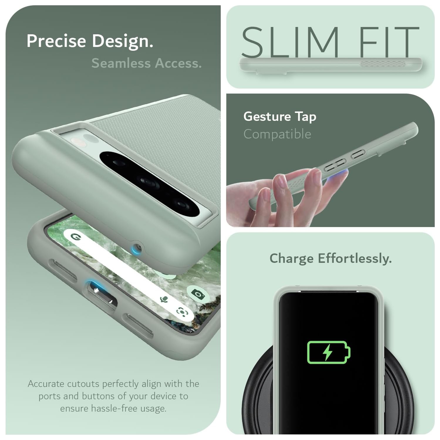 Étui MergeGrip de TUDIA pour Pixel 8 Pro de Google de qualité militaire - Lys verts