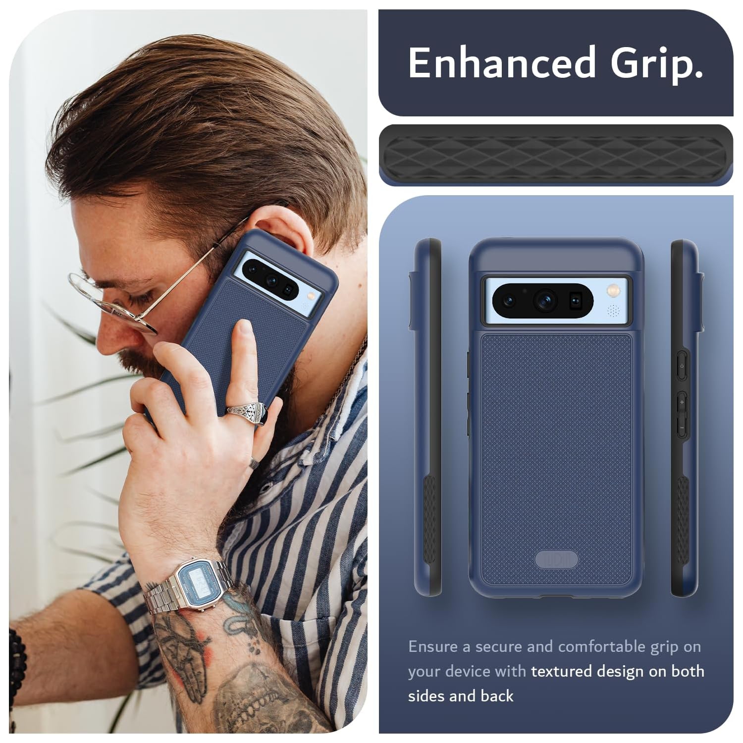 Étui MergeGrip de TUDIA pour Pixel 8 Pro de Google de qualité militaire - Indigo