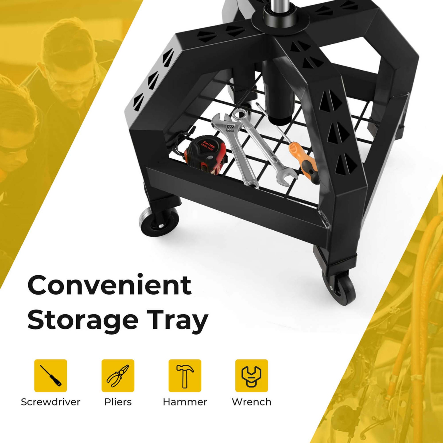 CoCostway – Chaise de mécanicien de siège roulant avec plateau à outils 4 roues universelles pour usine
