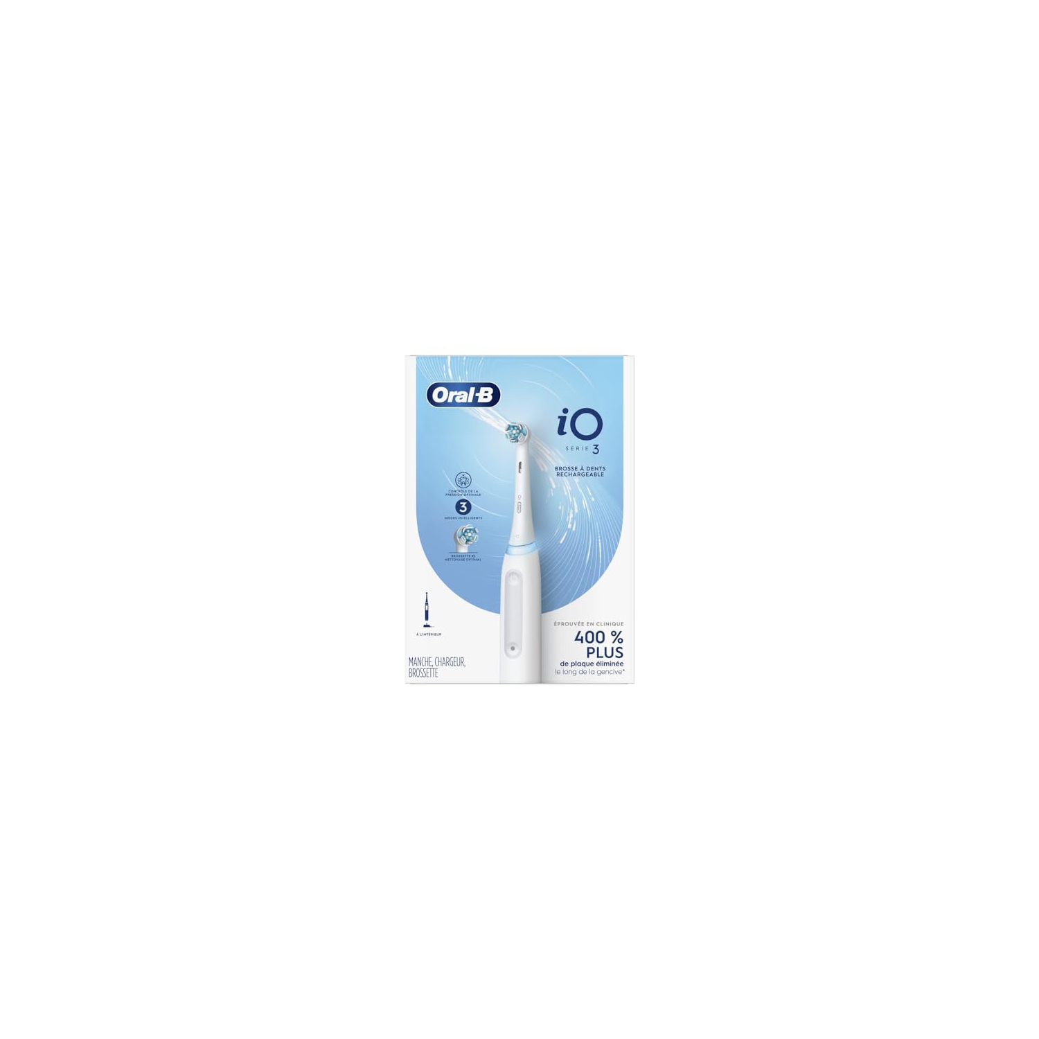 Brosse à dents électrique Oral B IO Series 3 avec tête de brosse, rechargeable, blanc