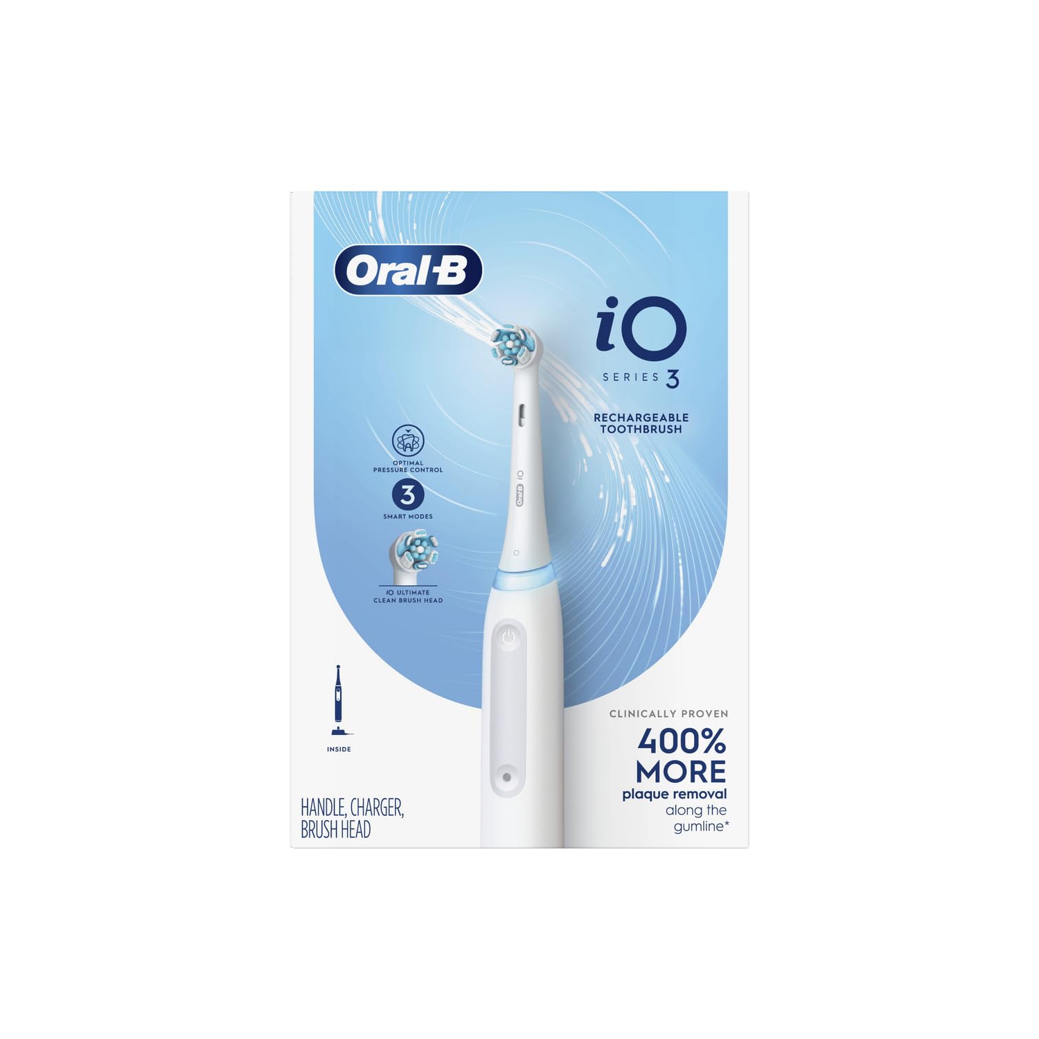 Brosse à dents électrique Oral B IO Series 3 avec tête de brosse, rechargeable, blanc