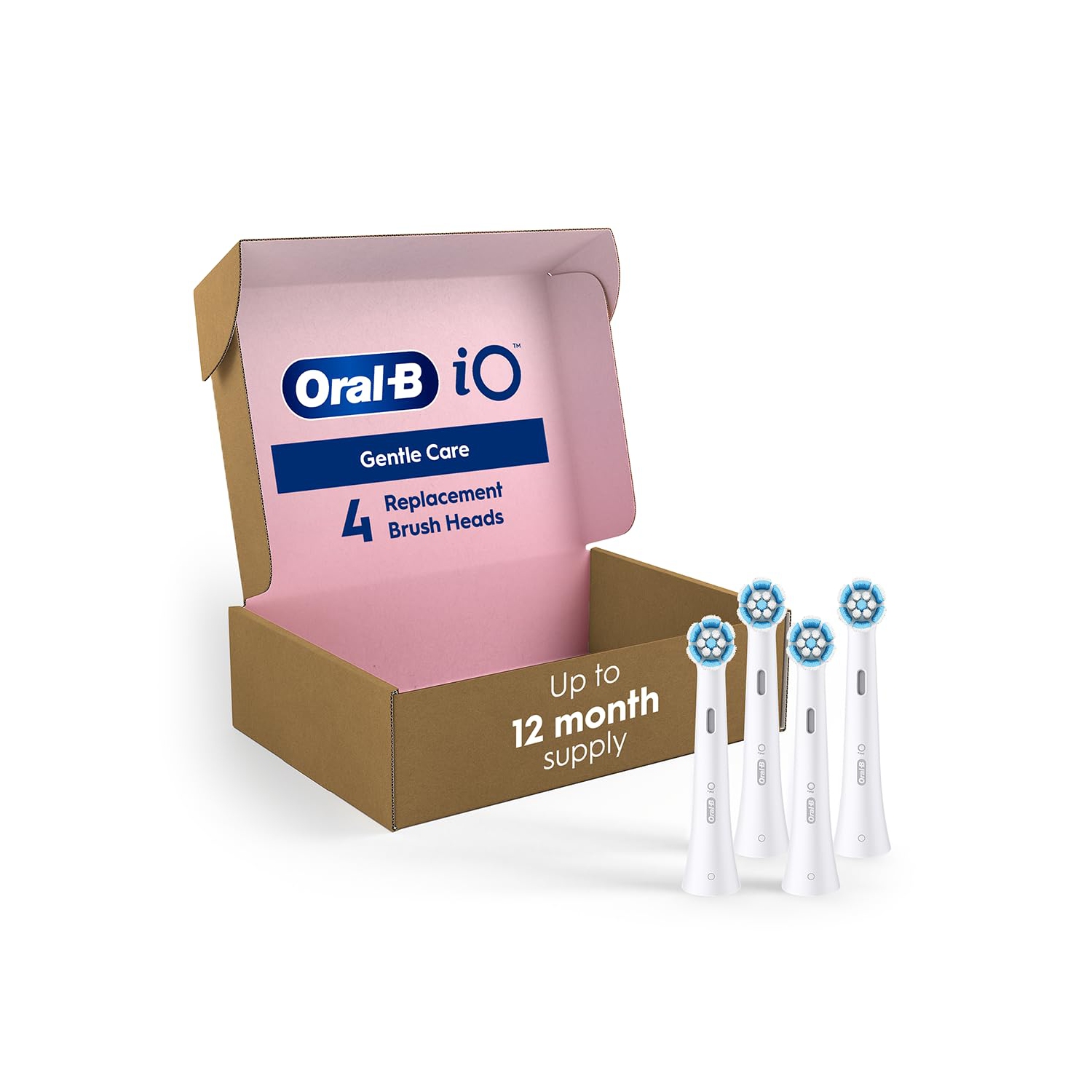 Oral-B iO Genuine Replacement Brush Heads, Gentle Care, Refills For Oral-B iO Electric Toothbrushes, White, 4 Count