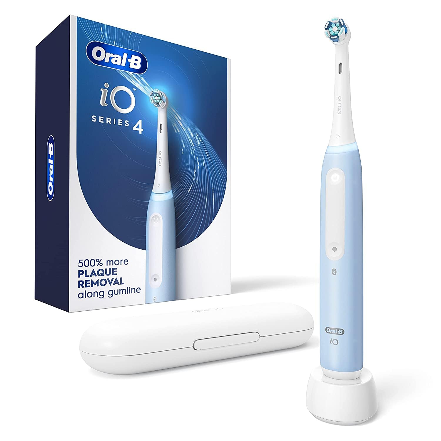 Oral B iO Series 4 Electric Toothbrush with (1) Brush Head, Rechargeable, Light Blue (Model iO G4.1A6.1K)