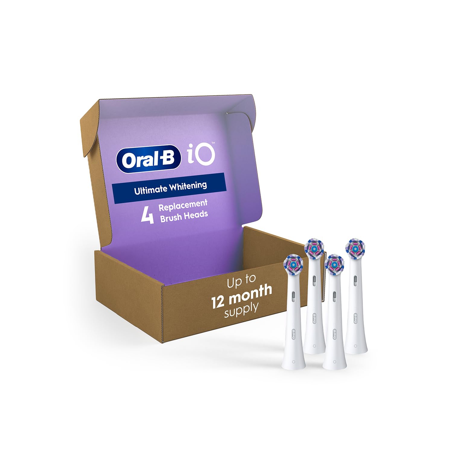 Oral-B iO Genuine Replacement Brush Heads, Ultimate Whitening, Refills for Oral-B iO Electric Toothbrushes, 4 Count