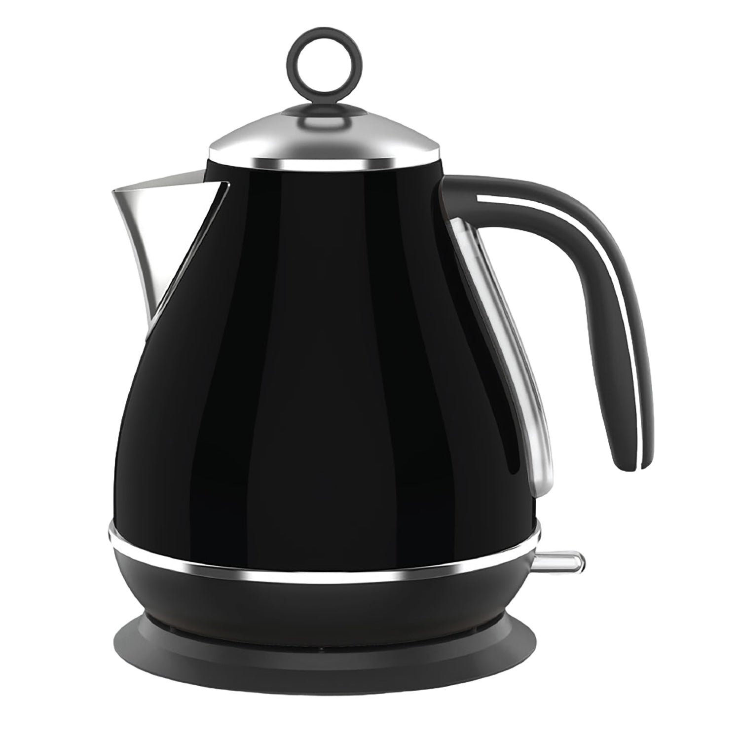 JS Gourmet - Retro Stainless Steel Electric Kettle, 1.7 Liter Capacity, Black