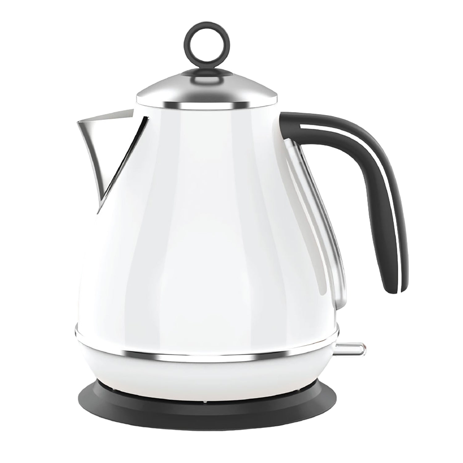 JS Gourmet - Retro Stainless Steel Electric Kettle, 1.7 Liter Capacity, White